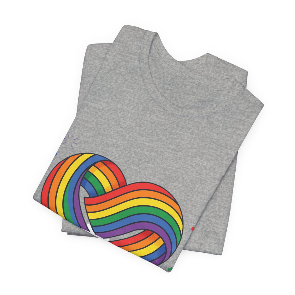 Pride Week Rainbow Heart Tee — "Progress Over Perfection" Back Print