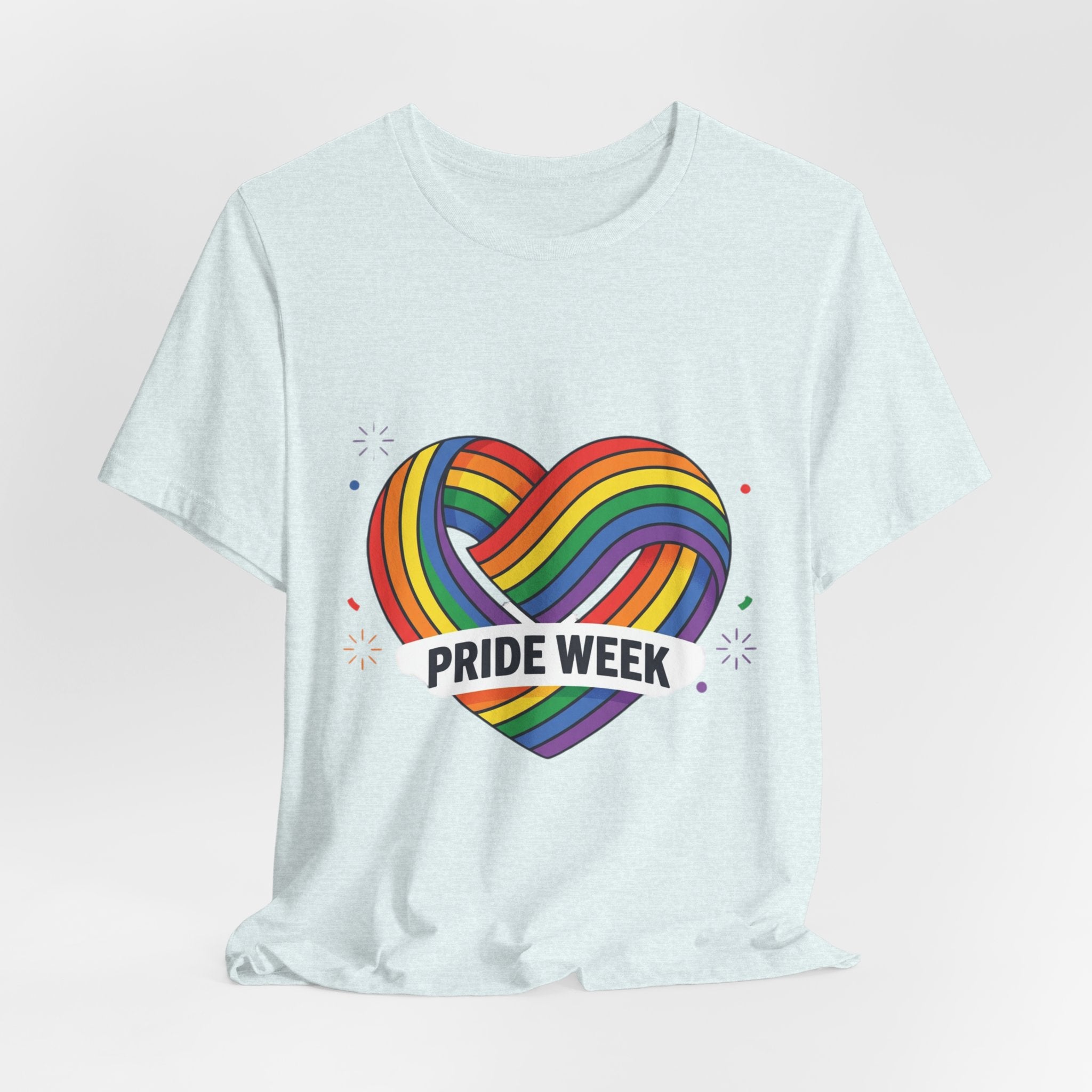 Pride Week Rainbow Heart Tee — "Progress Over Perfection" Back Print