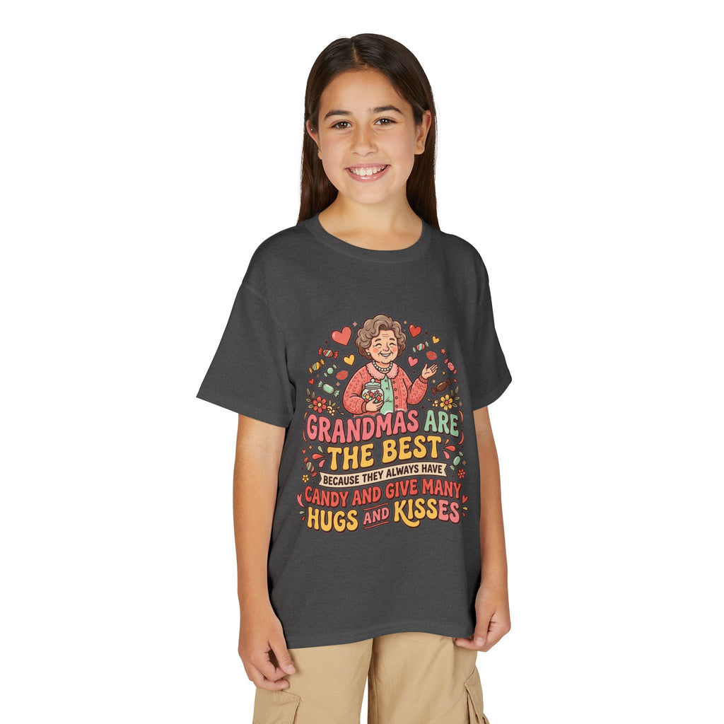 Grandmas Are The Best Kids' T-Shirt — Candy, Hugs & Kisses Design