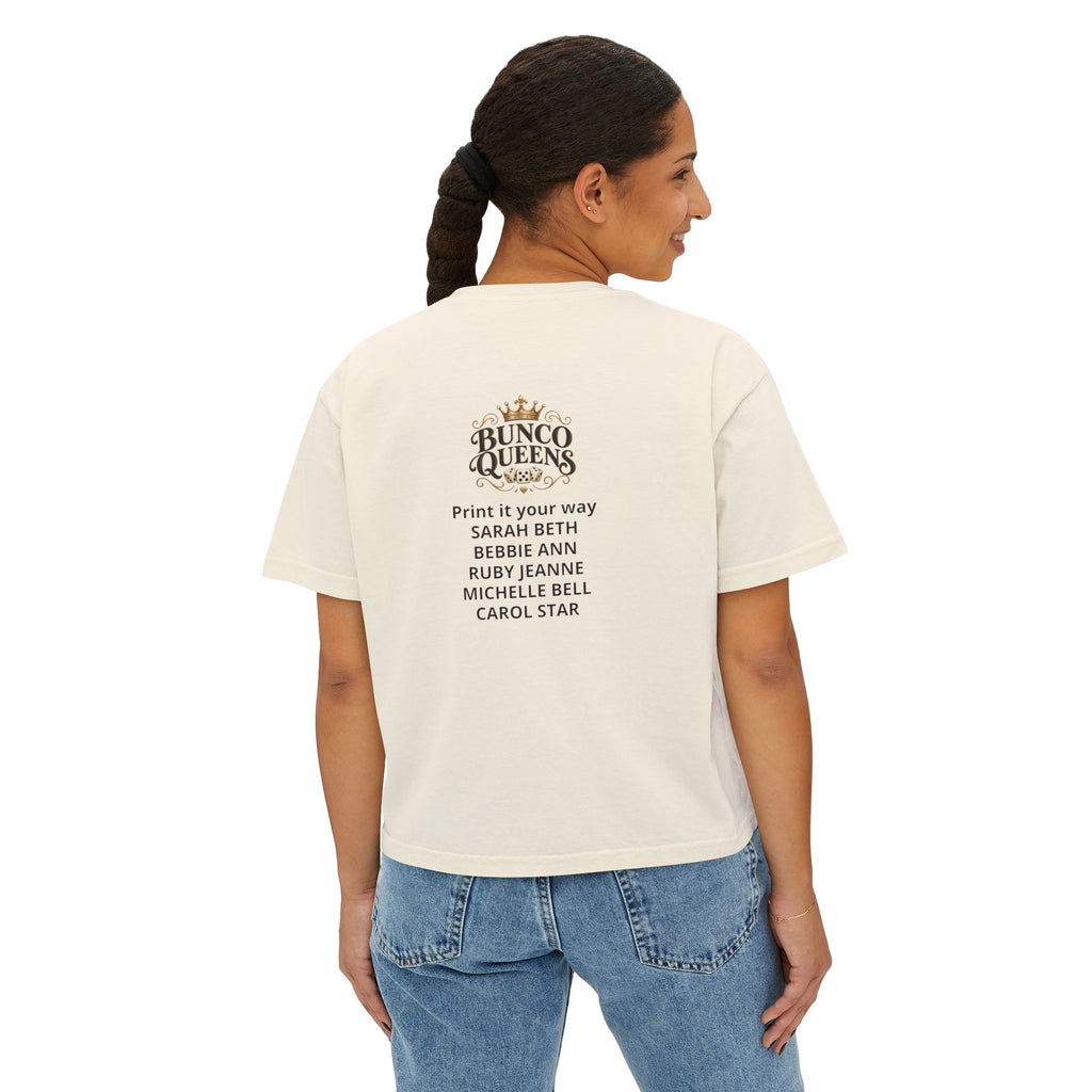 Ma’s Bunco Players Club Women’s Boxy Tee – Bunco Queen Game Night Shirt for Mom, Grandma & Sister