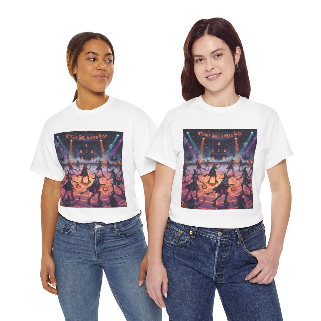 Witch on Wheels Tee — Retro Halloween Skate Party Graphic T‑Shirt