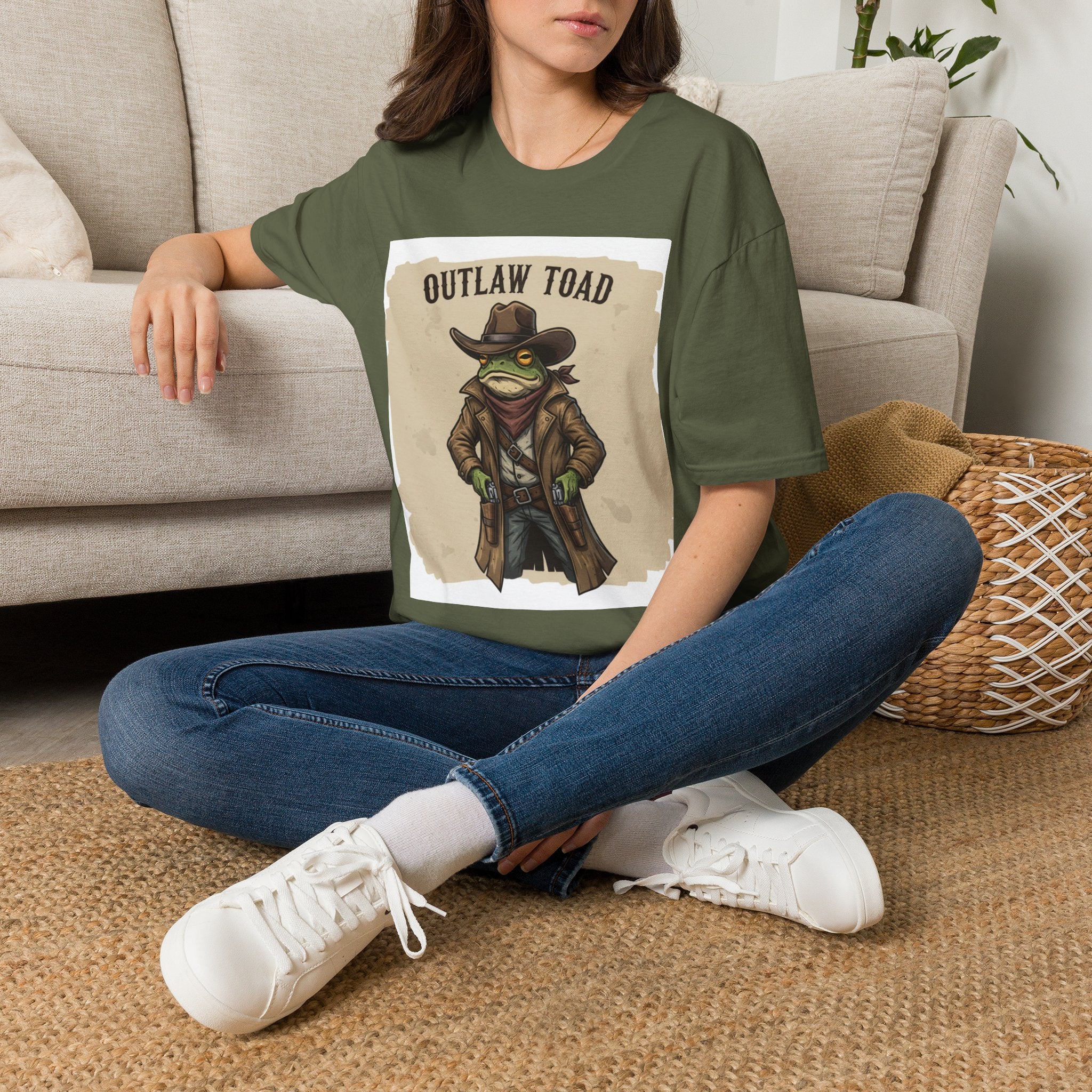 Outlaw Toad Cowboy T-Shirt — Funny Western Toad Graphic Tee (Great Gift for Frog Lovers)