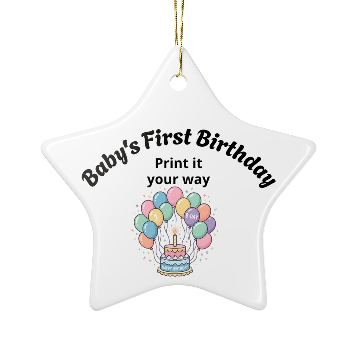 Baby's First Birthday Ceramic Ornament — Personalized Two-Sided Keepsake