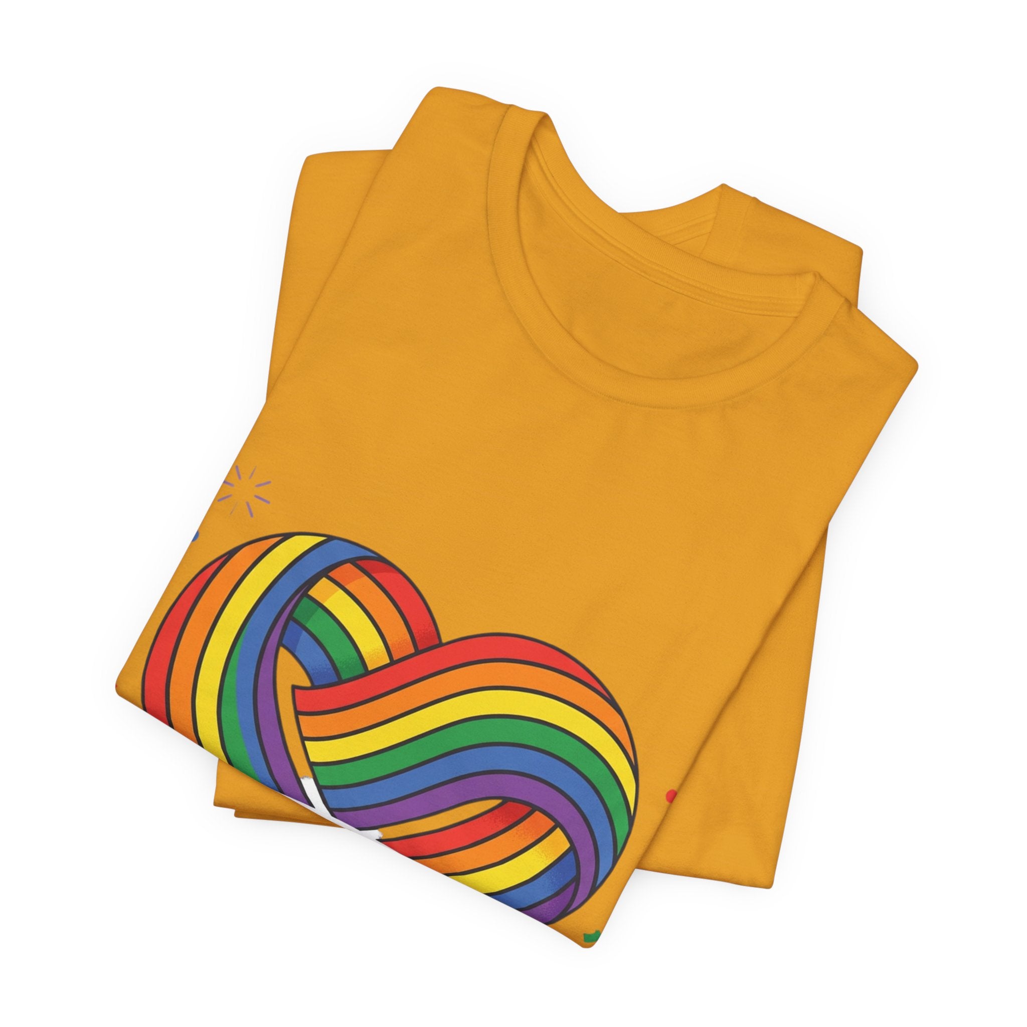 Pride Week Rainbow Heart Tee — "Progress Over Perfection" Back Print