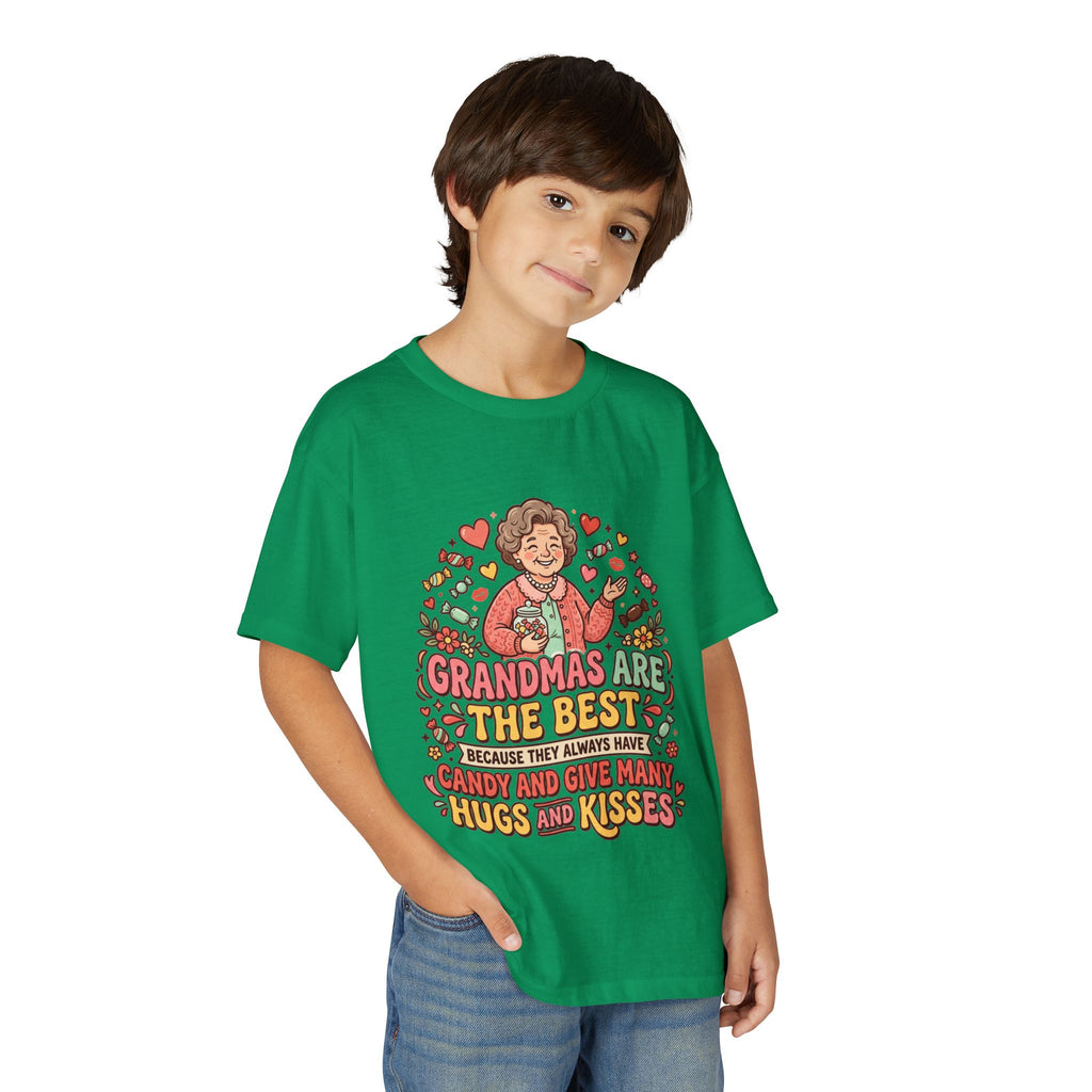 Grandmas Are The Best Kids' T-Shirt — Candy, Hugs & Kisses Design
