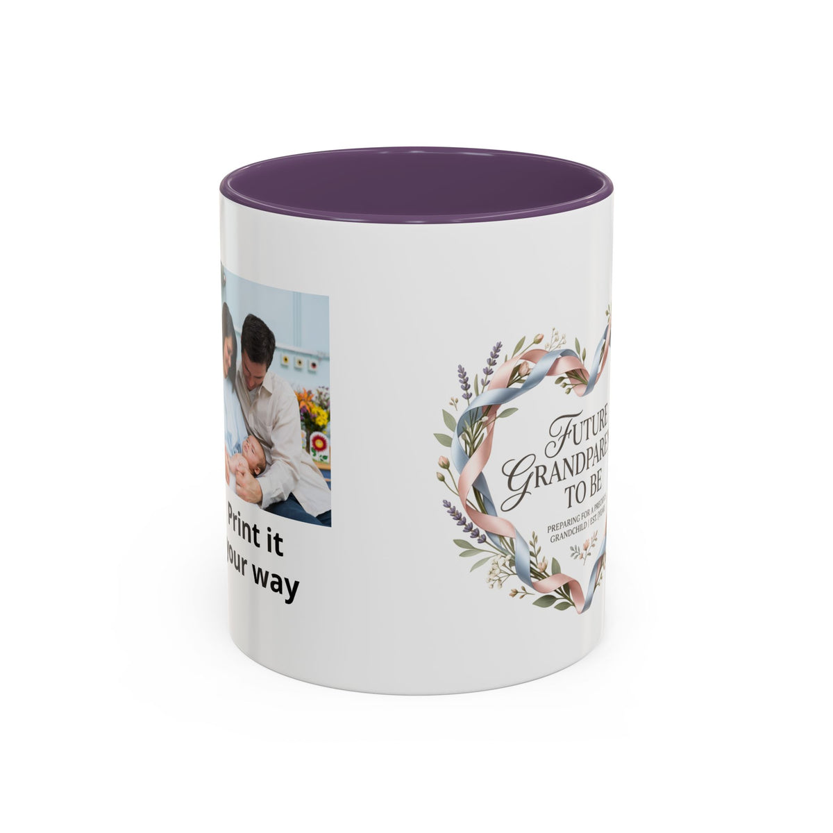Future Grandparents To Be Accent Coffee Mug — Floral Heart Pregnancy Announcement Gift (11/15oz)