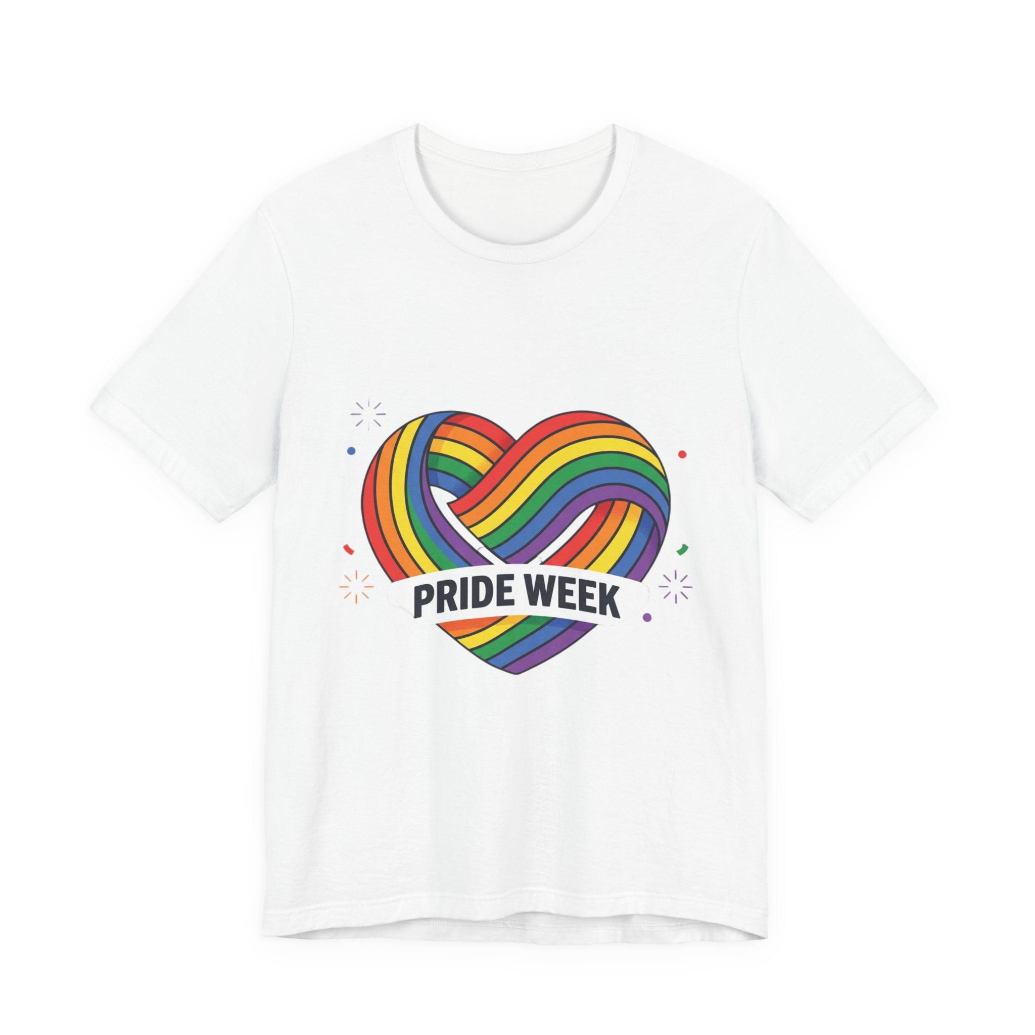 Pride Week Rainbow Heart Tee — "Progress Over Perfection" Back Print