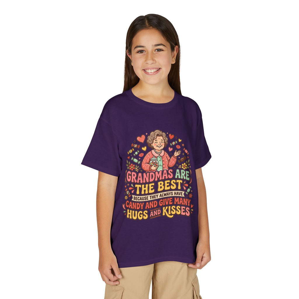 Grandmas Are The Best Kids' T-Shirt — Candy, Hugs & Kisses Design