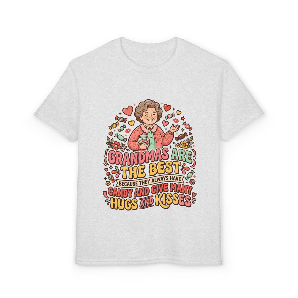 Grandmas Are The Best Kids' T-Shirt — Candy, Hugs & Kisses Design
