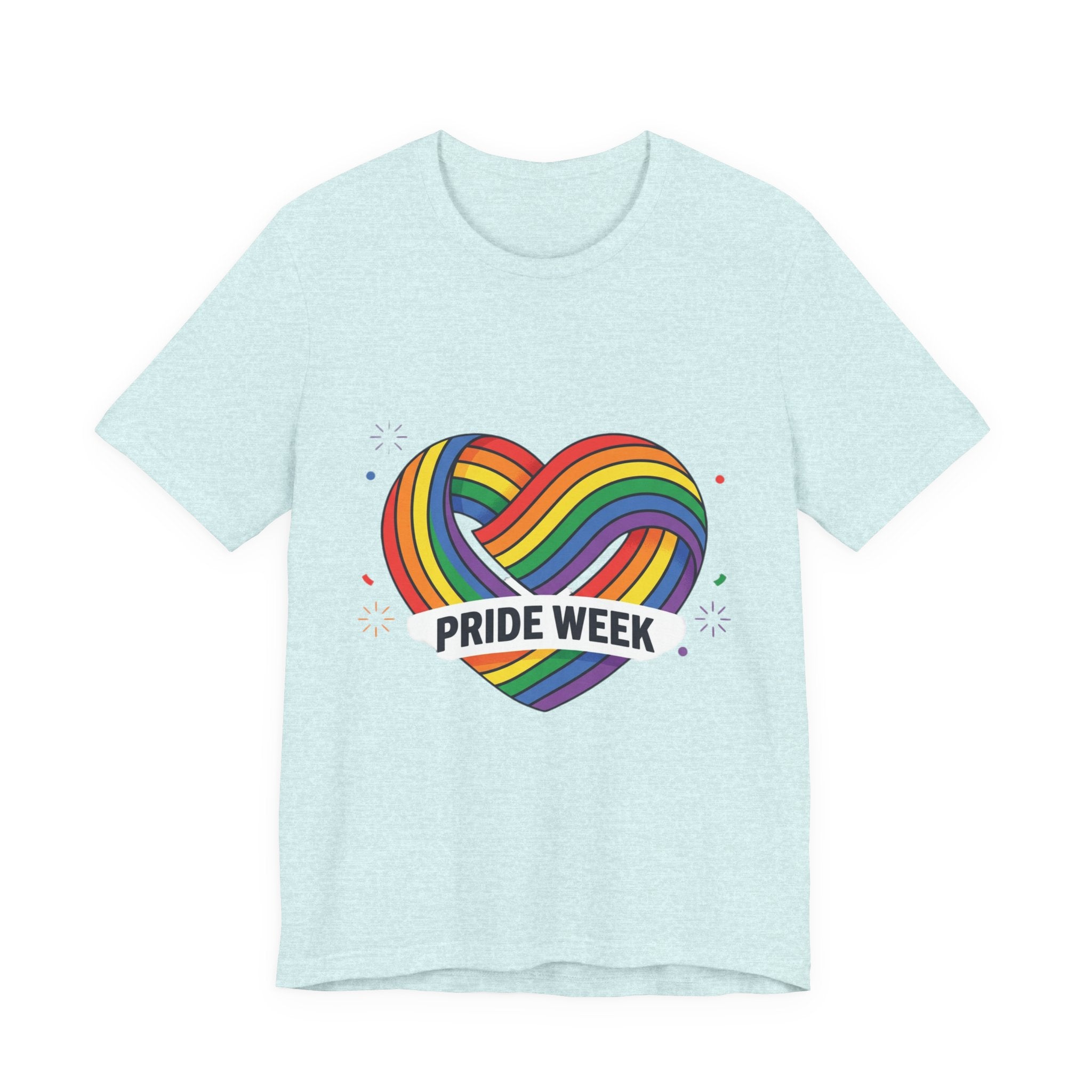 Pride Week Rainbow Heart Tee — "Progress Over Perfection" Back Print