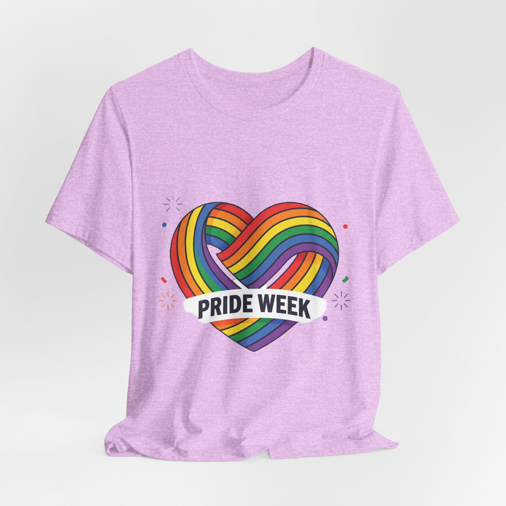 Pride Week Rainbow Heart Tee — "Progress Over Perfection" Back Print