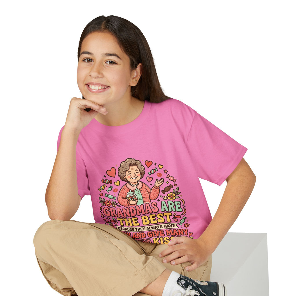 Grandmas Are The Best Kids' T-Shirt — Candy, Hugs & Kisses Design