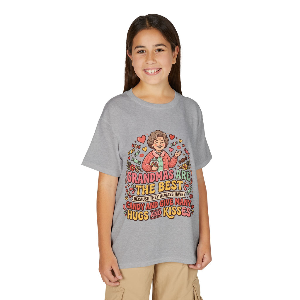 Grandmas Are The Best Kids' T-Shirt — Candy, Hugs & Kisses Design