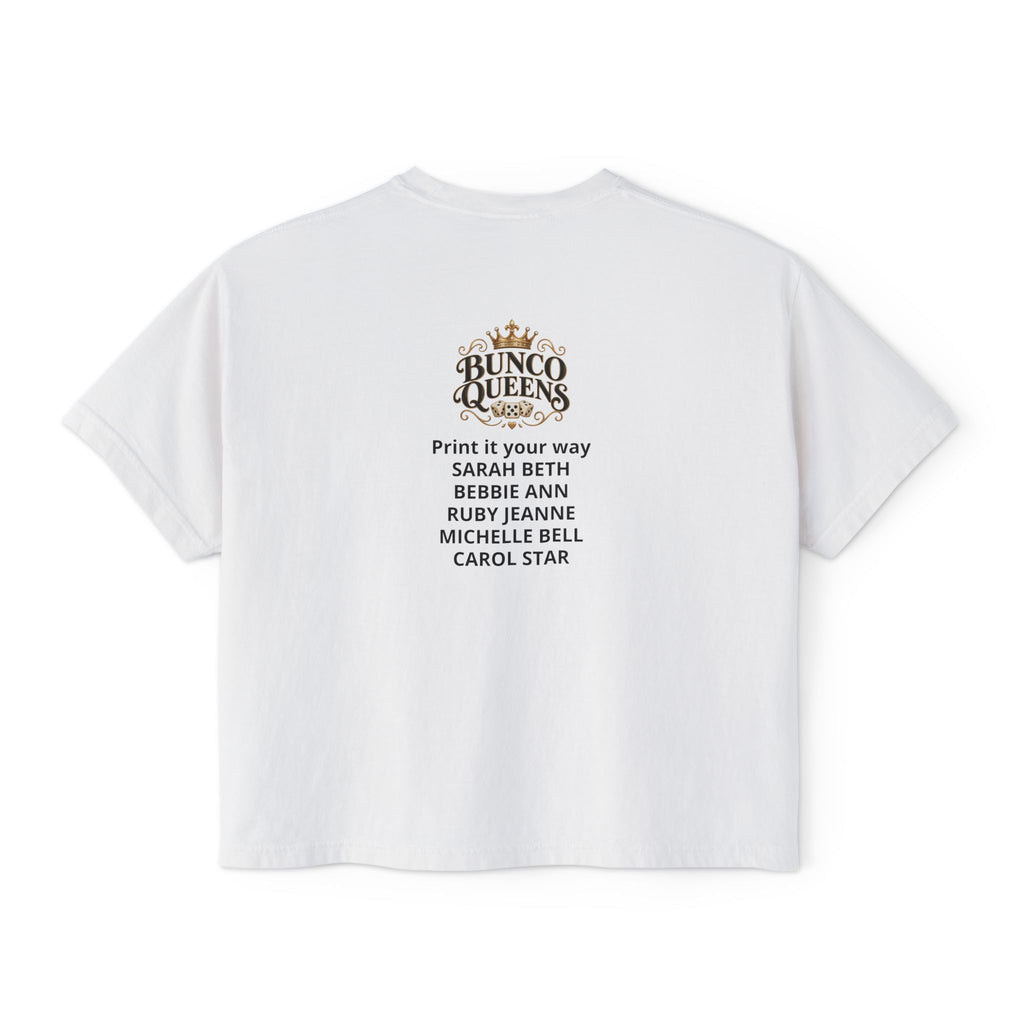 Ma’s Bunco Players Club Women’s Boxy Tee – Bunco Queen Game Night Shirt for Mom, Grandma & Sister