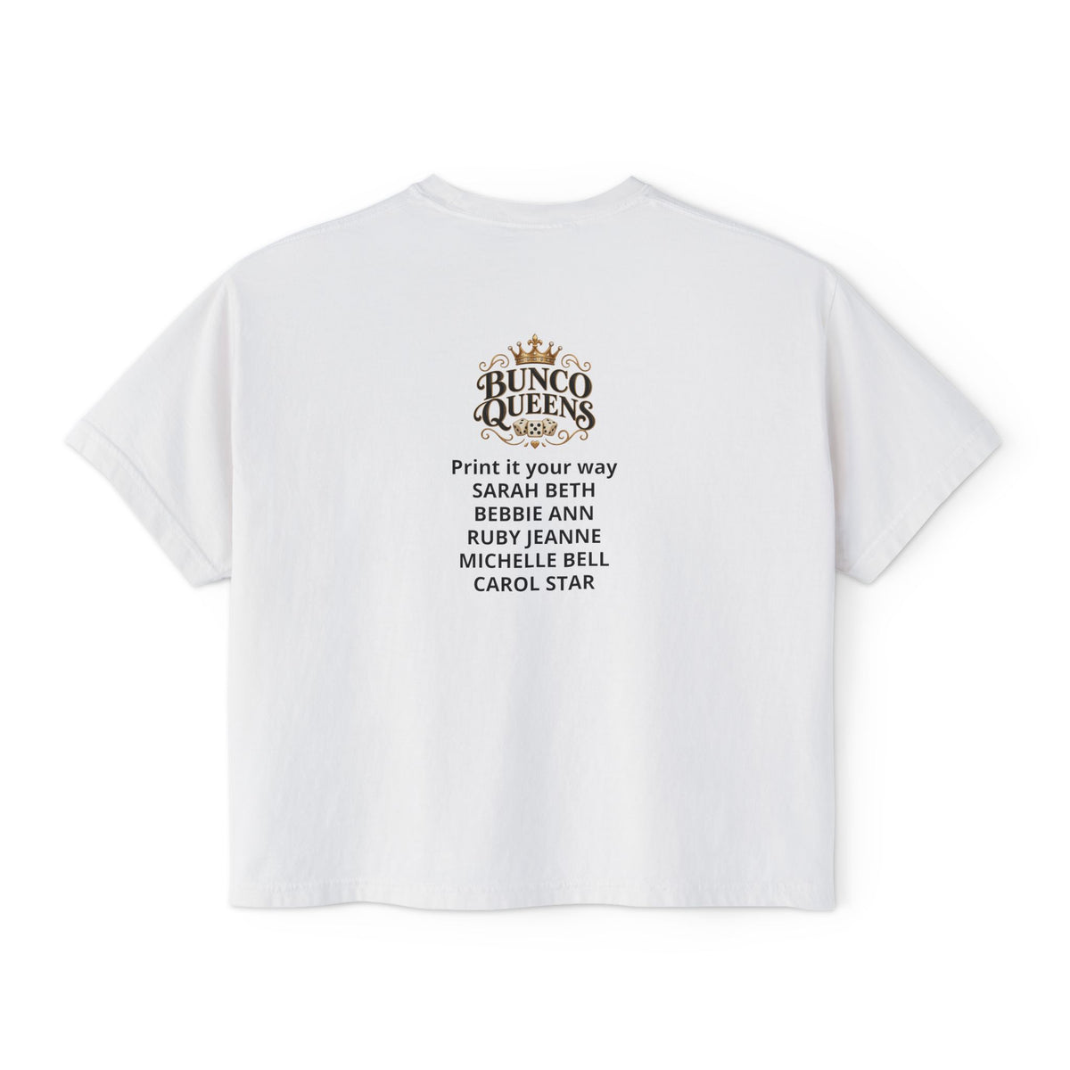 Ma’s Bunco Players Club Women’s Boxy Tee – Bunco Queen Game Night Shirt for Mom, Grandma & Sister