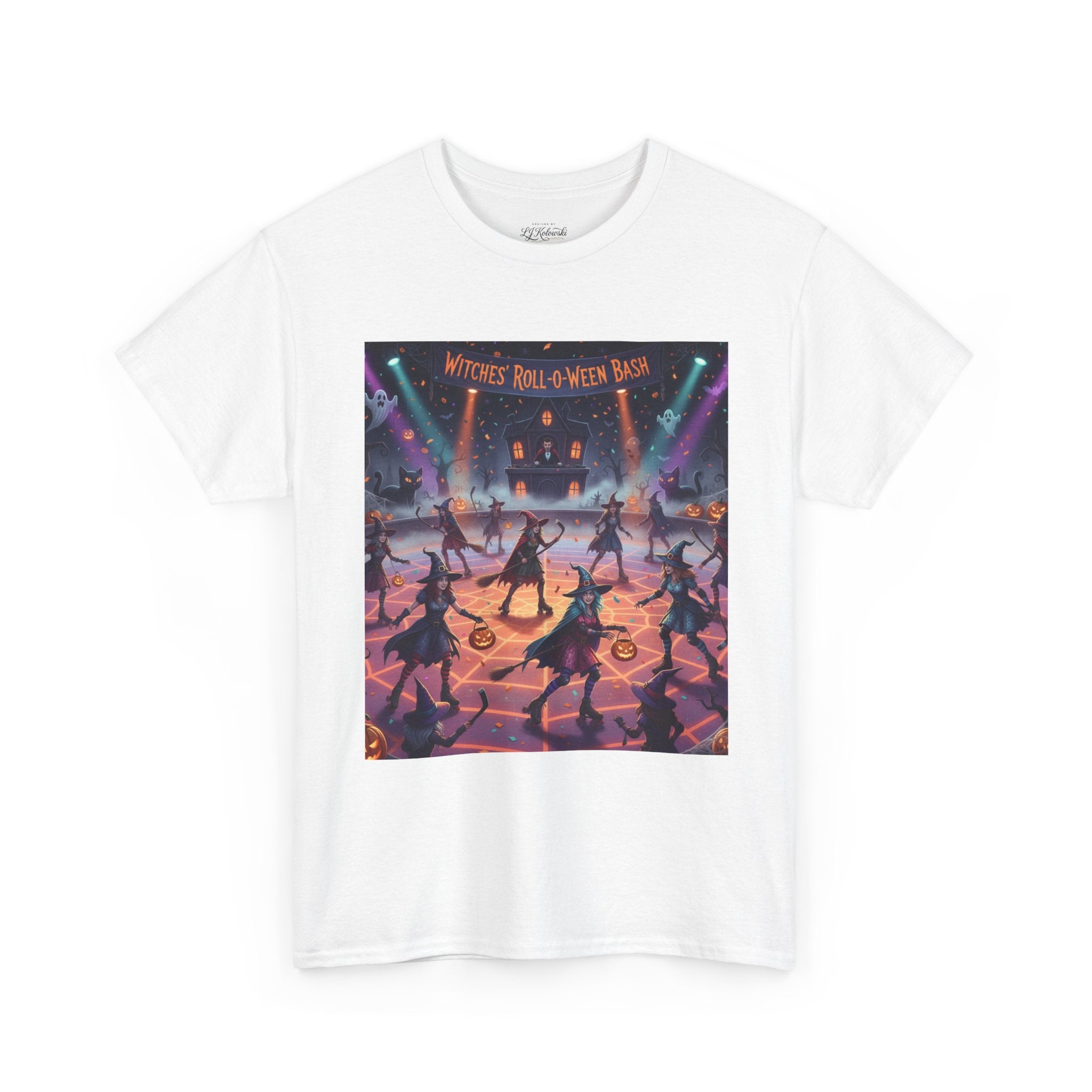 Witch on Wheels Tee — Retro Halloween Skate Party Graphic T‑Shirt