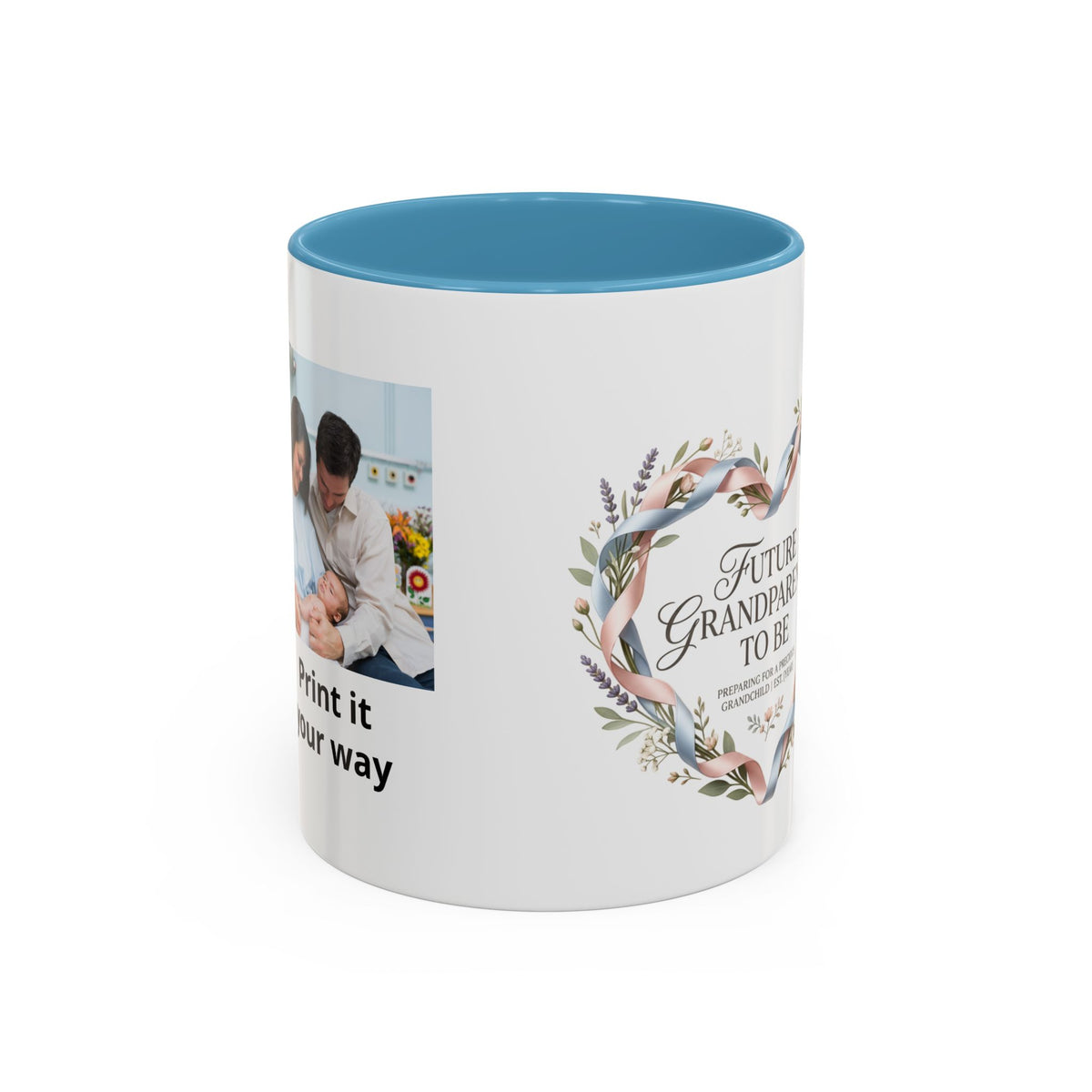 Future Grandparents To Be Accent Coffee Mug — Floral Heart Pregnancy Announcement Gift (11/15oz)