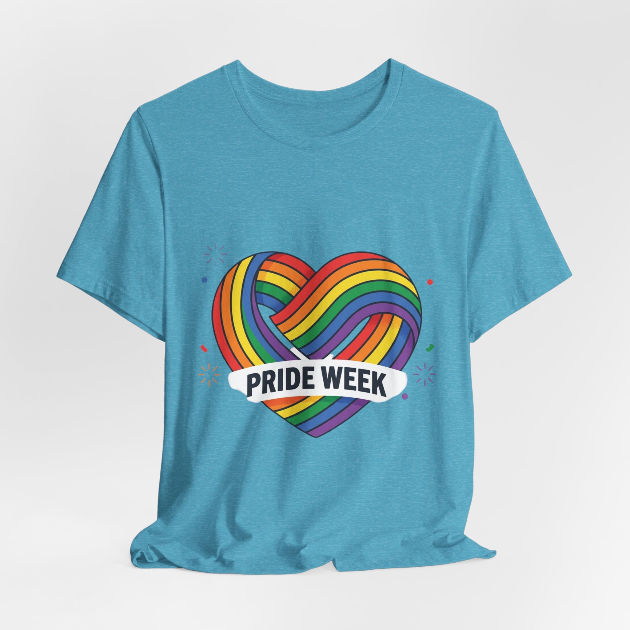 Pride Week Rainbow Heart Tee — "Progress Over Perfection" Back Print