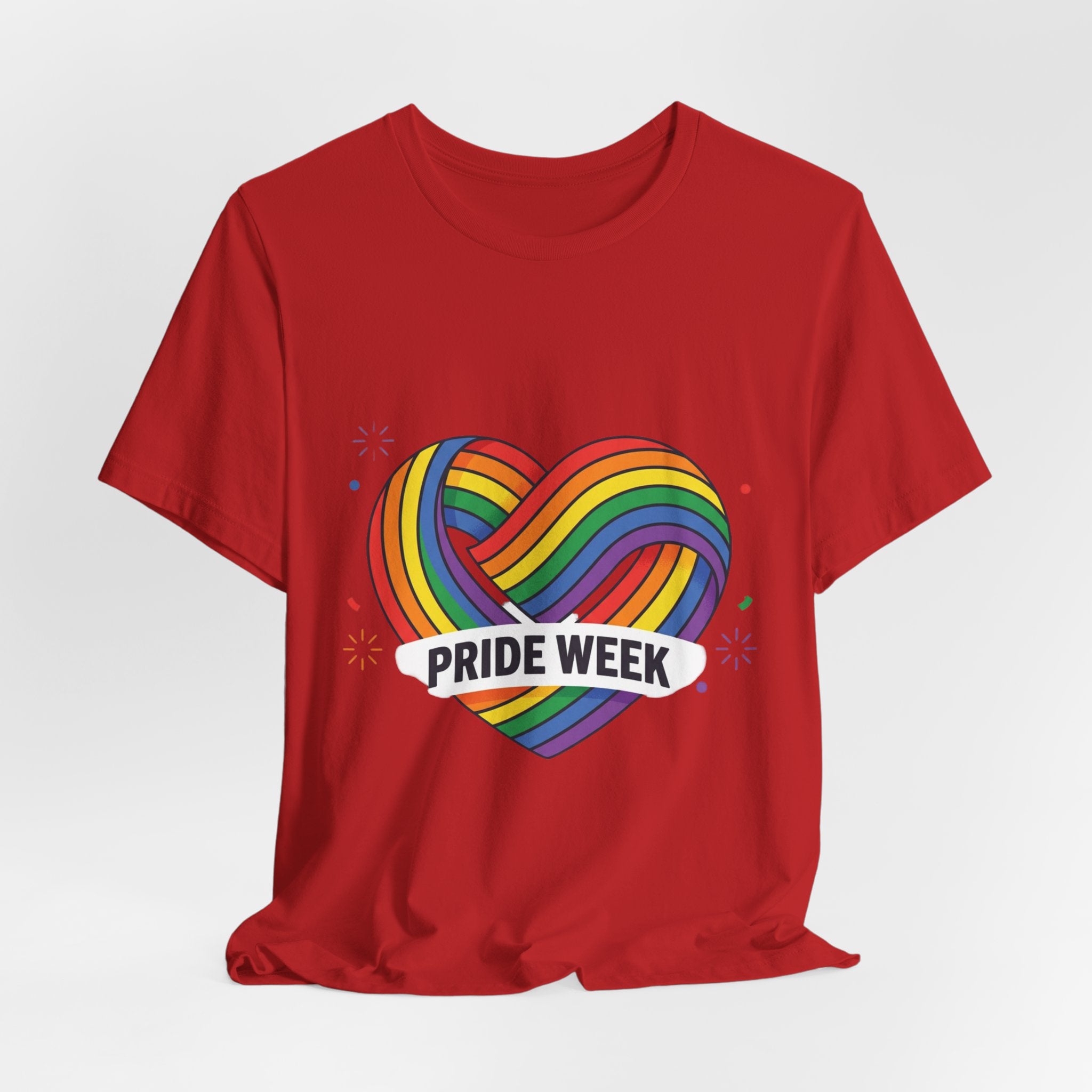 Pride Week Rainbow Heart Tee — "Progress Over Perfection" Back Print