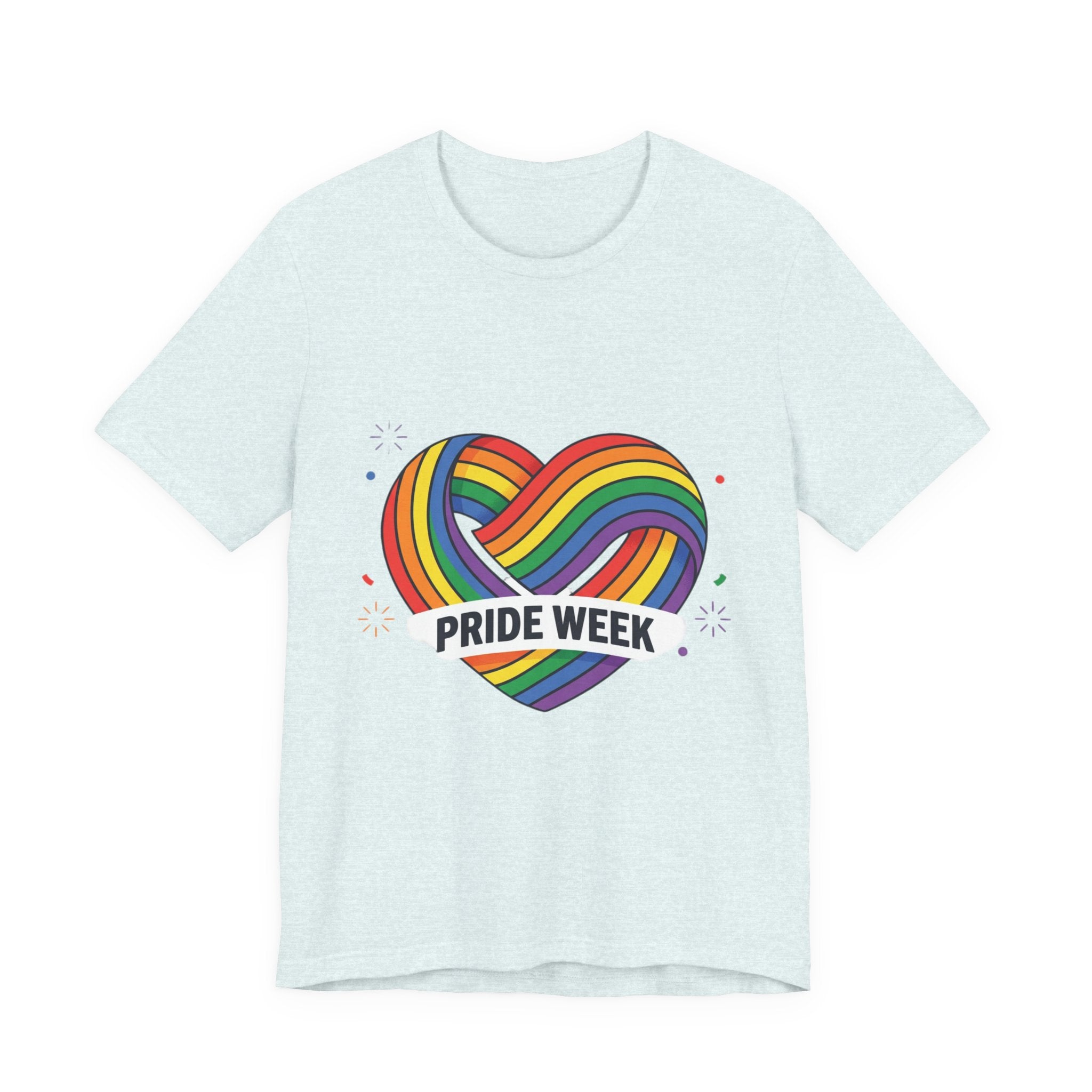 Pride Week Rainbow Heart Tee — "Progress Over Perfection" Back Print