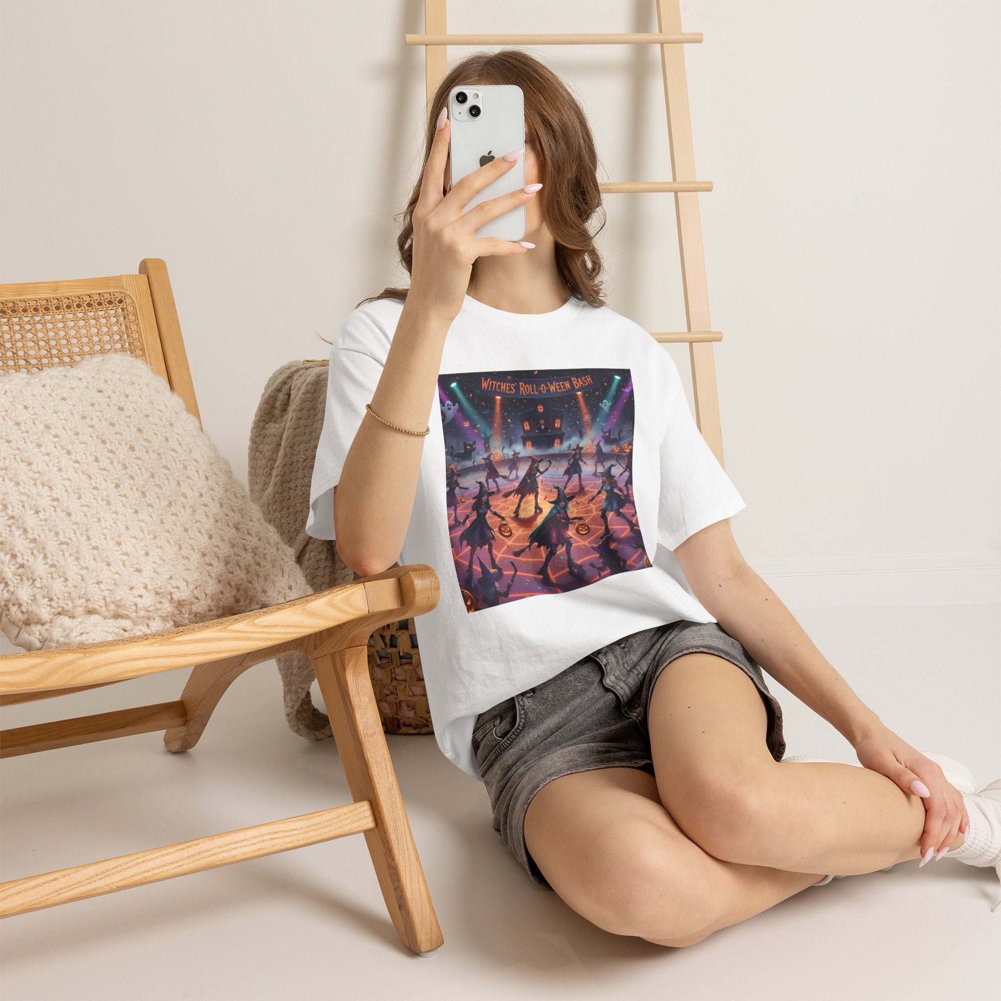 Witch on Wheels Tee — Retro Halloween Skate Party Graphic T‑Shirt