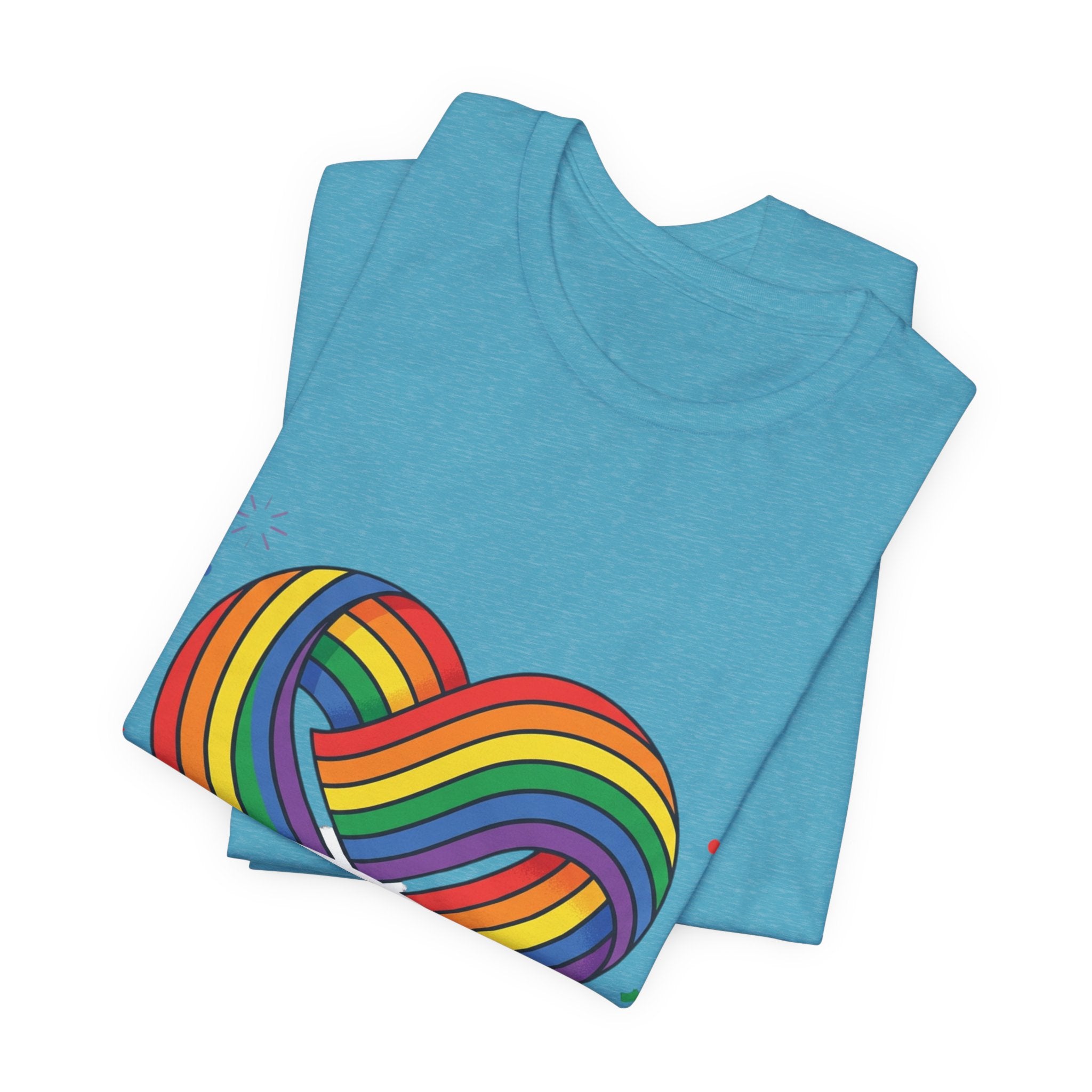 Pride Week Rainbow Heart Tee — "Progress Over Perfection" Back Print