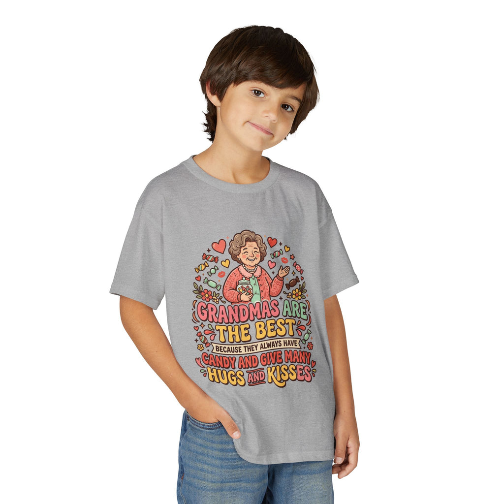 Grandmas Are The Best Kids' T-Shirt — Candy, Hugs & Kisses Design