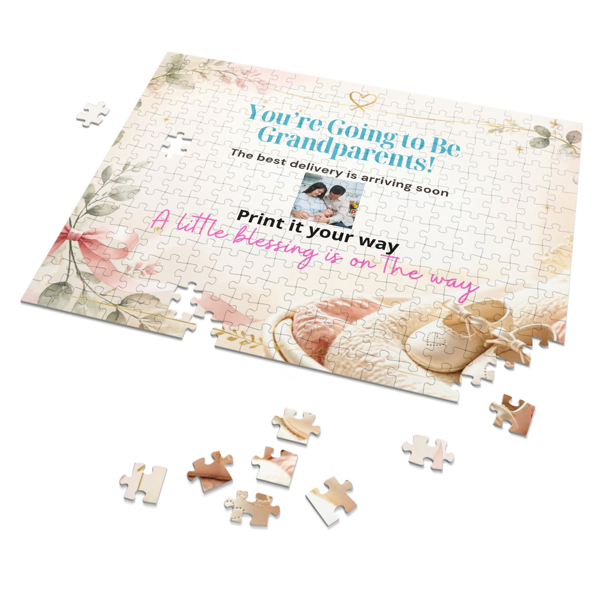Grandparents Announcement Jigsaw Puzzle Tin — “You’re Going to Be Grandparents!” Keepsake