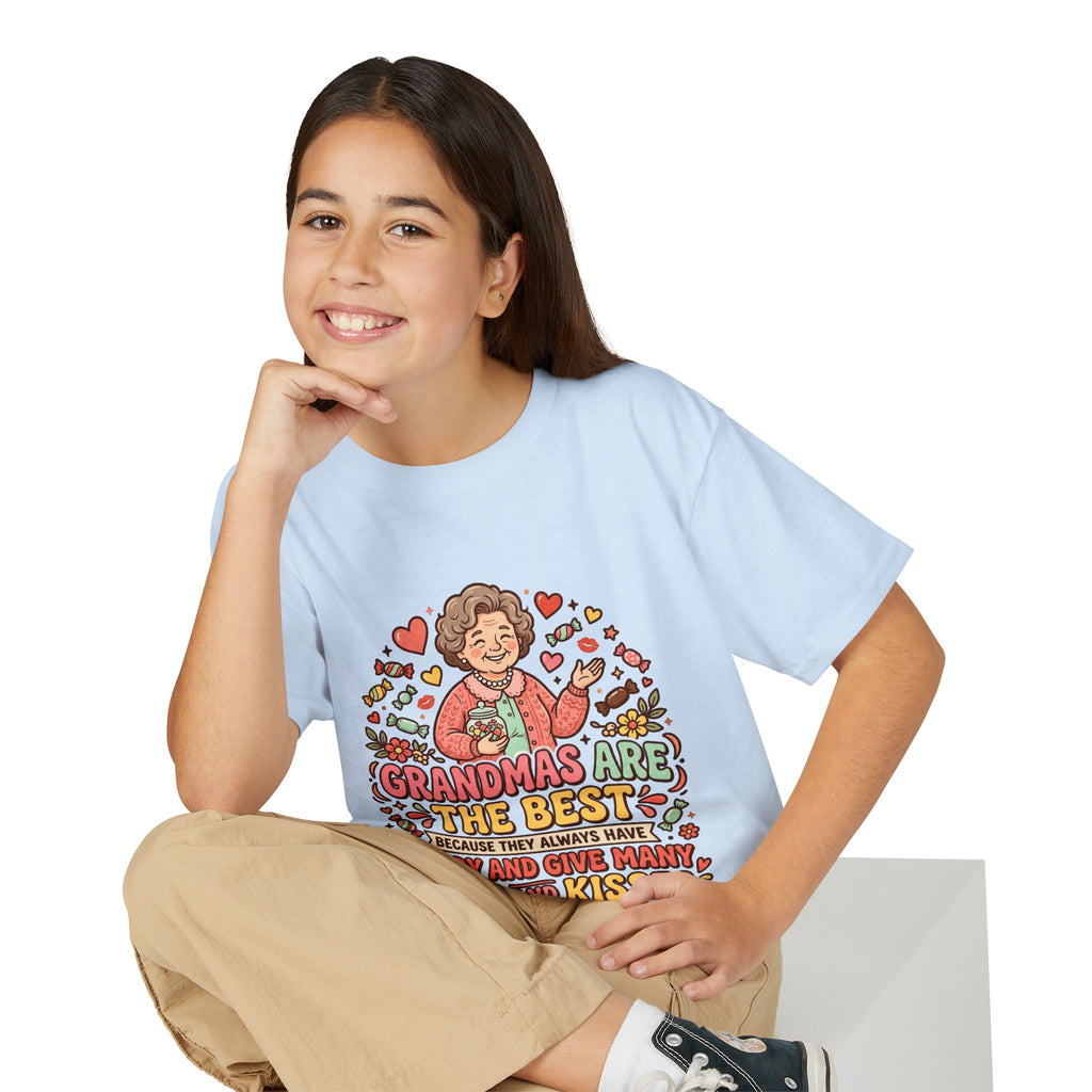 Grandmas Are The Best Kids' T-Shirt — Candy, Hugs & Kisses Design
