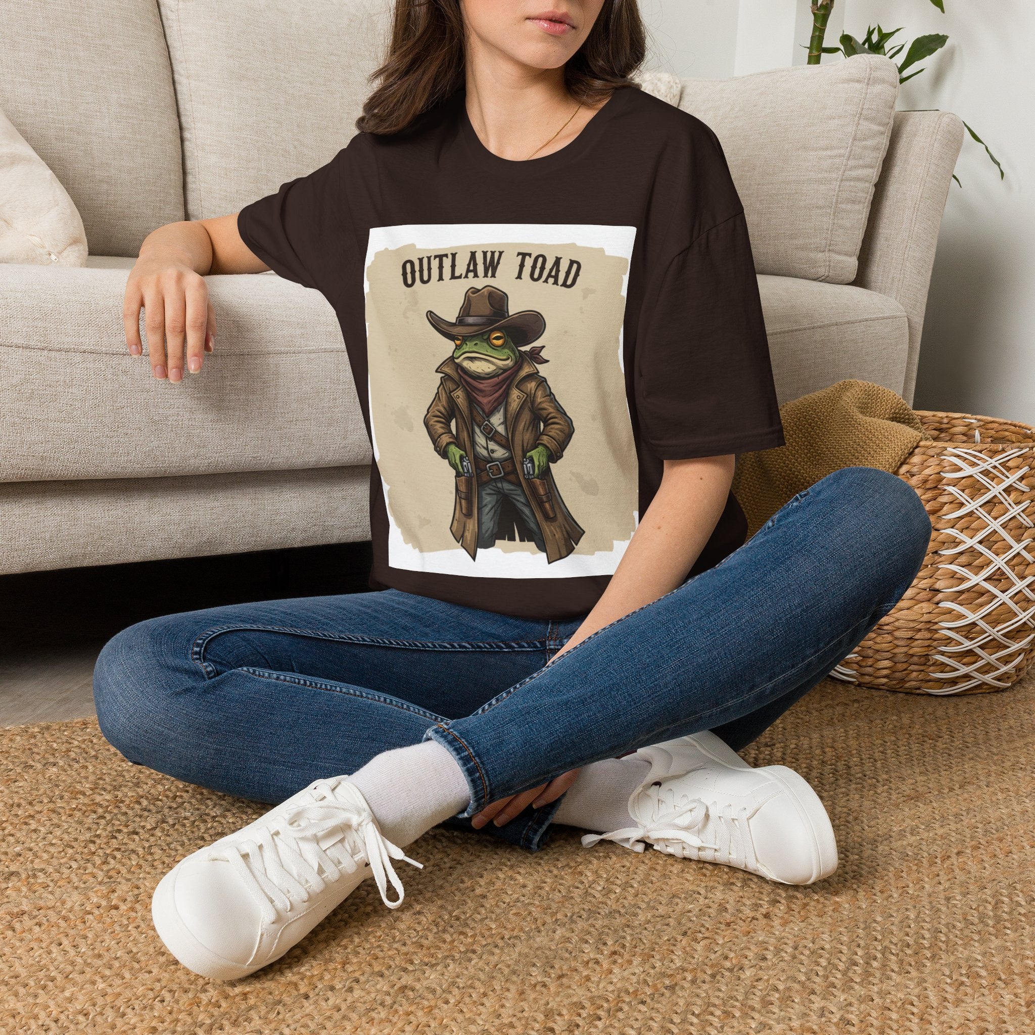 Outlaw Toad Cowboy T-Shirt — Funny Western Toad Graphic Tee (Great Gift for Frog Lovers)
