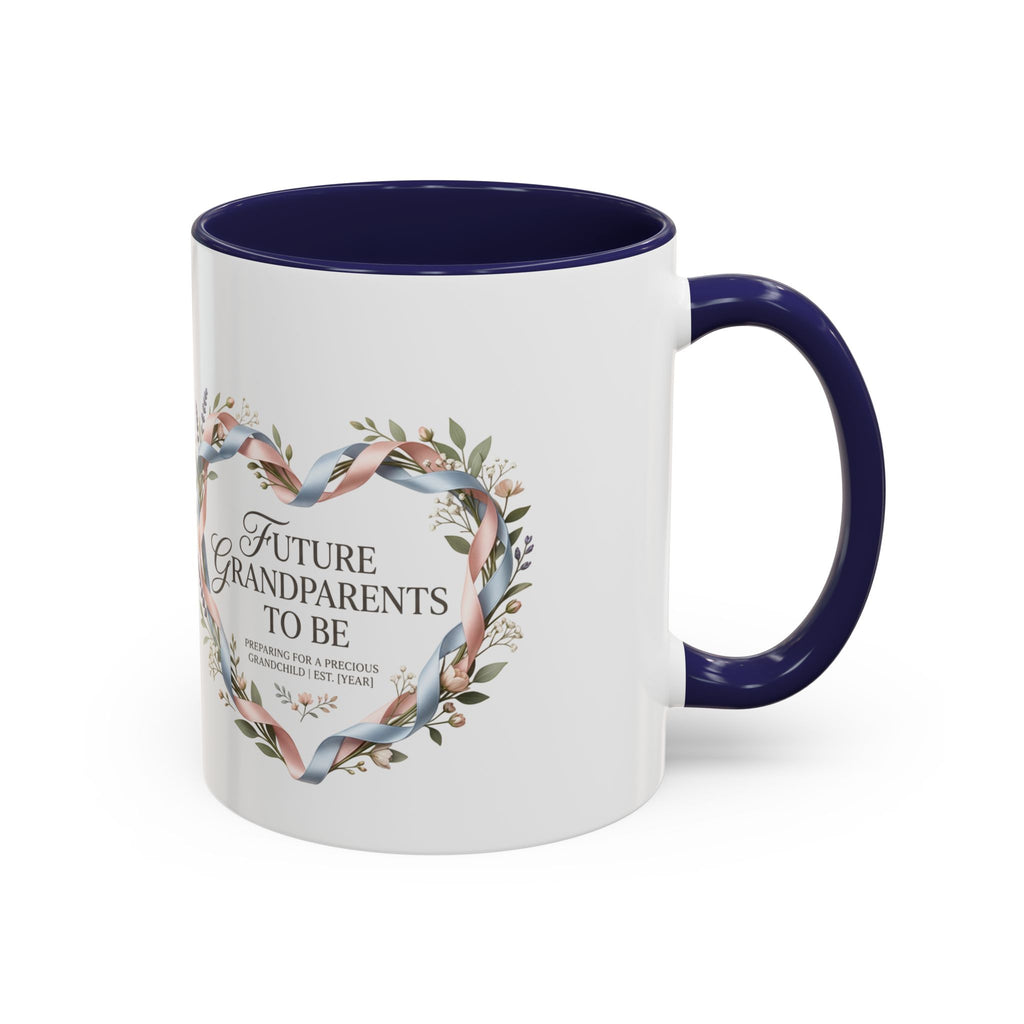 Future Grandparents To Be Accent Coffee Mug — Floral Heart Pregnancy Announcement Gift (11/15oz)