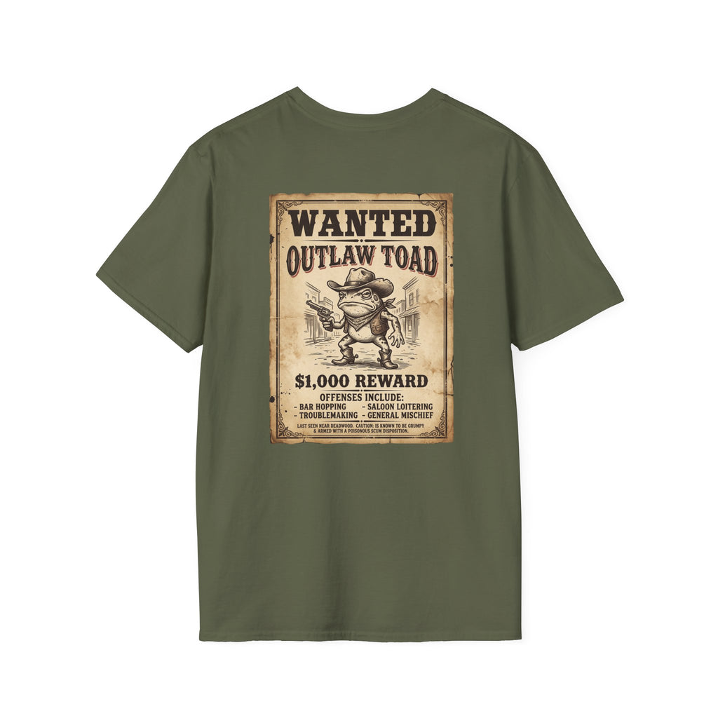 Outlaw Toad Cowboy T-Shirt — Funny Western Toad Graphic Tee (Great Gift for Frog Lovers)