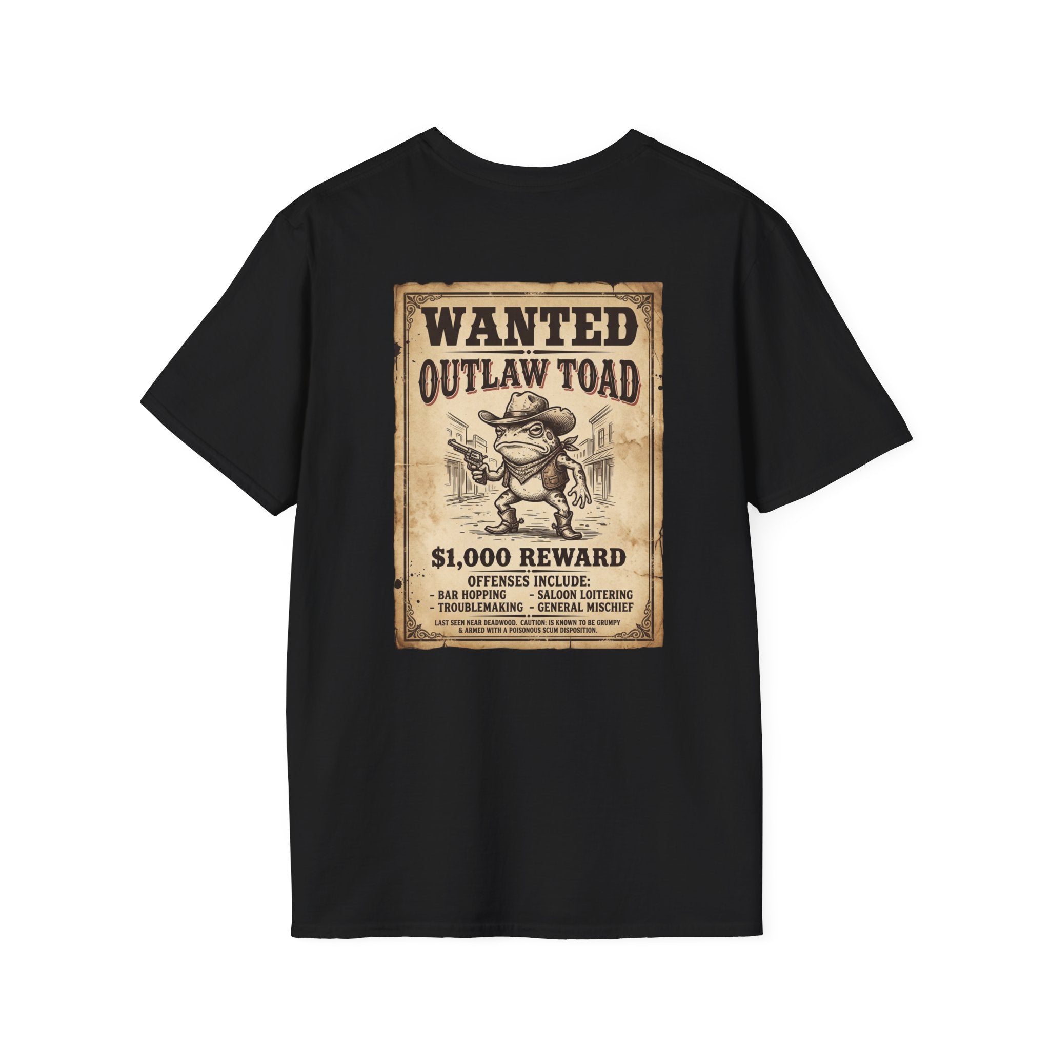 Outlaw Toad Cowboy T-Shirt — Funny Western Toad Graphic Tee (Great Gift for Frog Lovers)