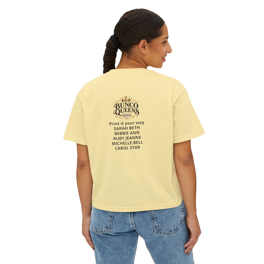 Ma’s Bunco Players Club Women’s Boxy Tee – Bunco Queen Game Night Shirt for Mom, Grandma & Sister