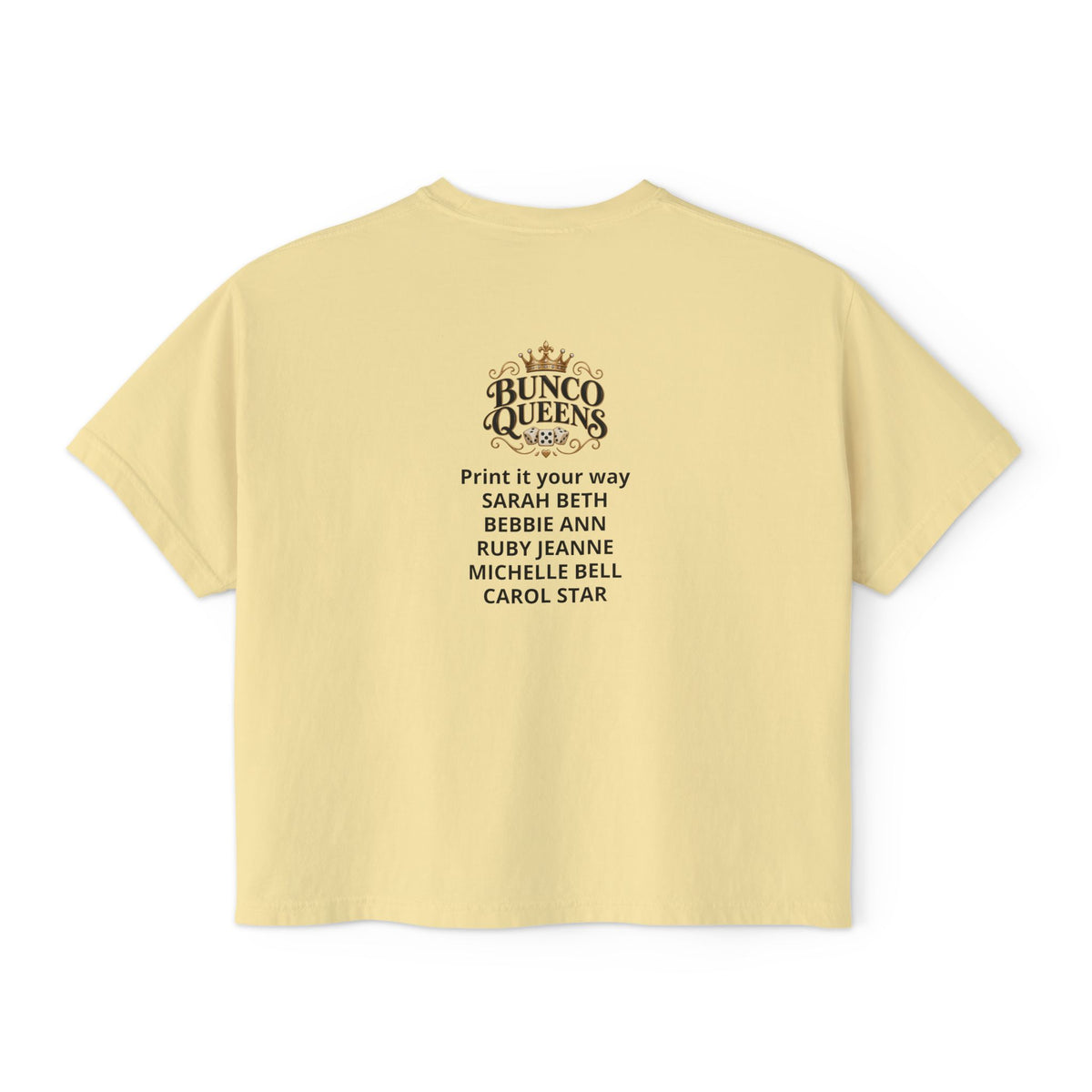 Ma’s Bunco Players Club Women’s Boxy Tee – Bunco Queen Game Night Shirt for Mom, Grandma & Sister
