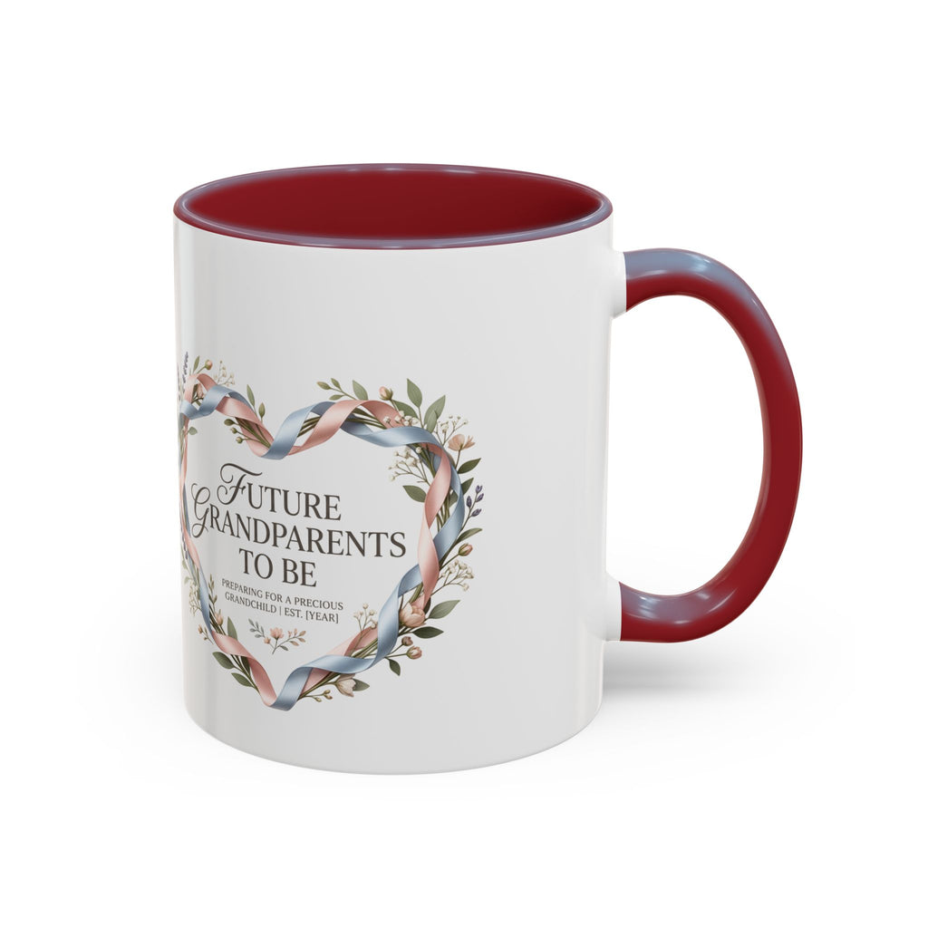 Future Grandparents To Be Accent Coffee Mug — Floral Heart Pregnancy Announcement Gift (11/15oz)