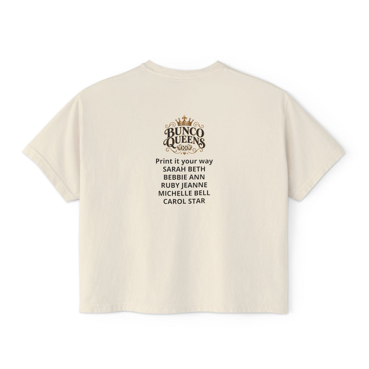 Ma’s Bunco Players Club Women’s Boxy Tee – Bunco Queen Game Night Shirt for Mom, Grandma & Sister