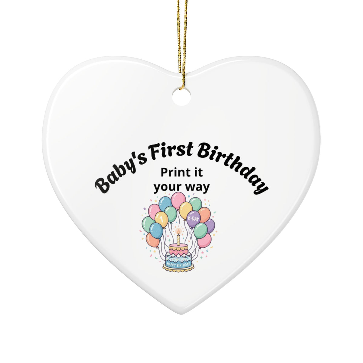Baby's First Birthday Ceramic Ornament — Personalized Two-Sided Keepsake
