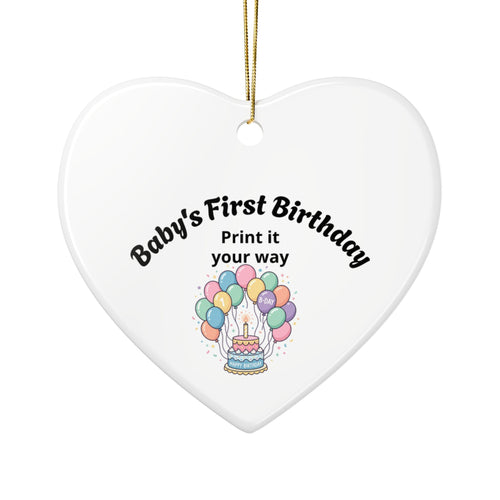 Baby's First Birthday Ceramic Ornament — Personalized Two-Sided Keepsake