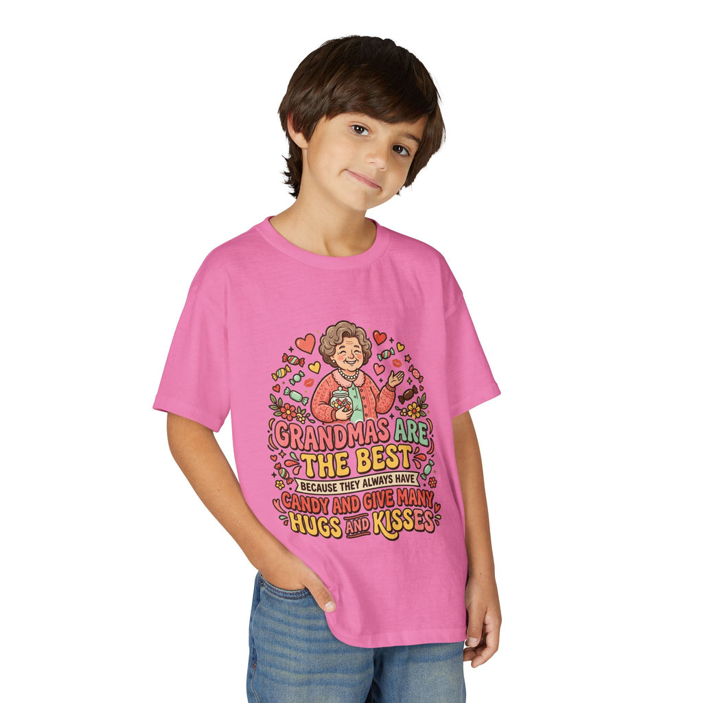 Grandmas Are The Best Kids' T-Shirt — Candy, Hugs & Kisses Design
