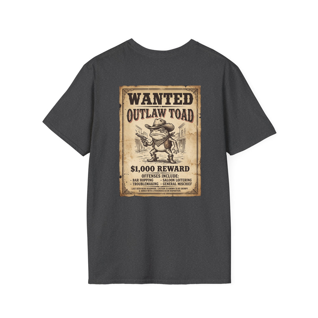 Outlaw Toad Cowboy T-Shirt — Funny Western Toad Graphic Tee (Great Gift for Frog Lovers)