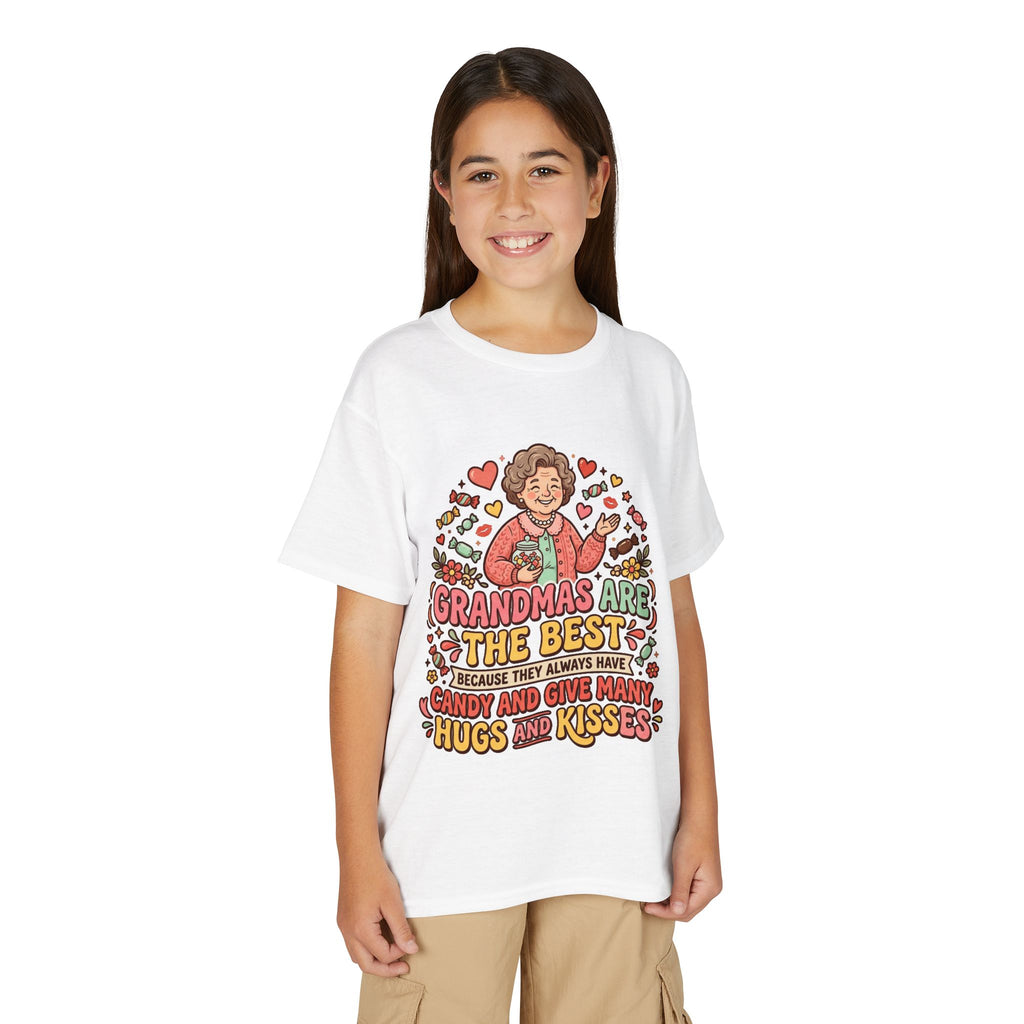 Grandmas Are The Best Kids' T-Shirt — Candy, Hugs & Kisses Design