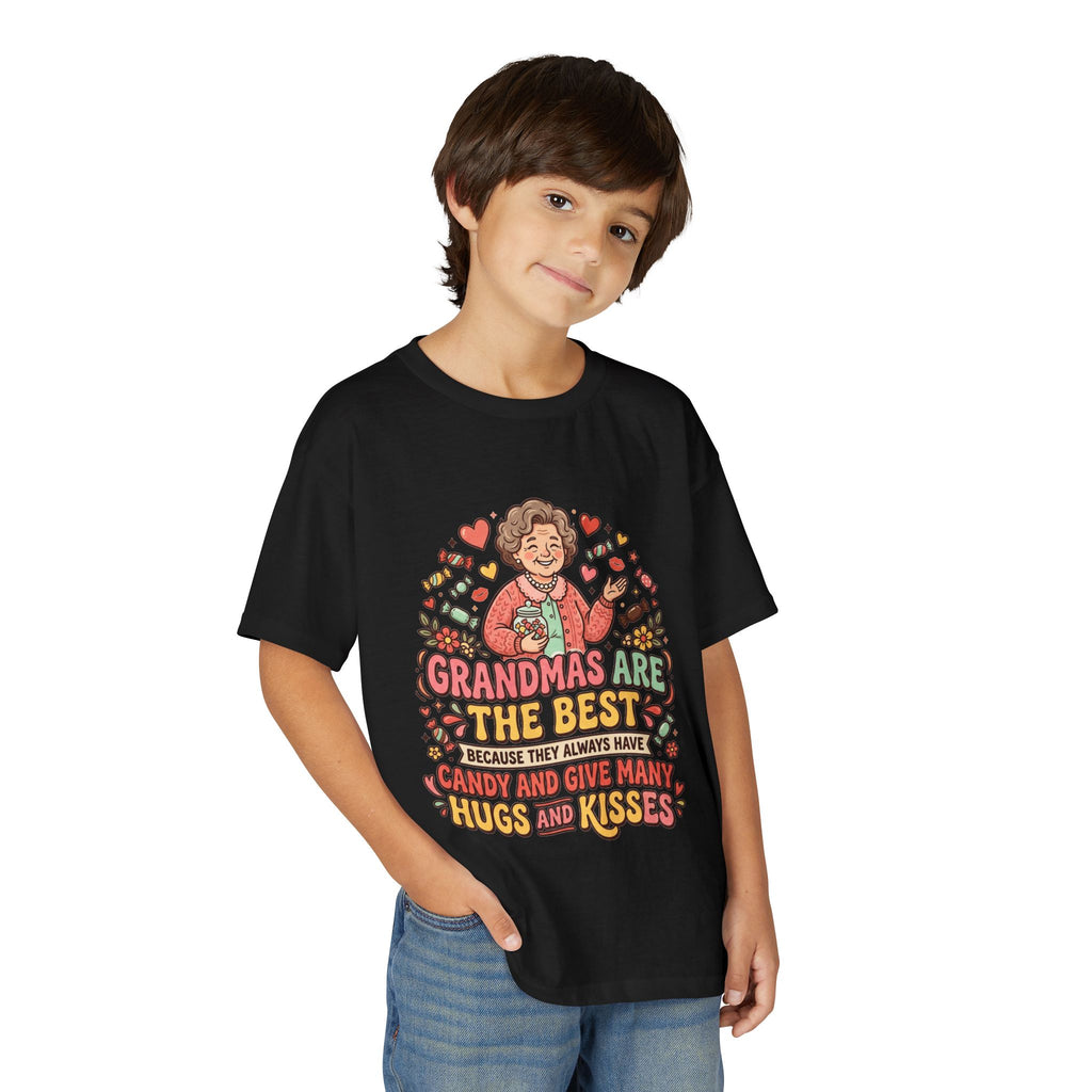 Grandmas Are The Best Kids' T-Shirt — Candy, Hugs & Kisses Design