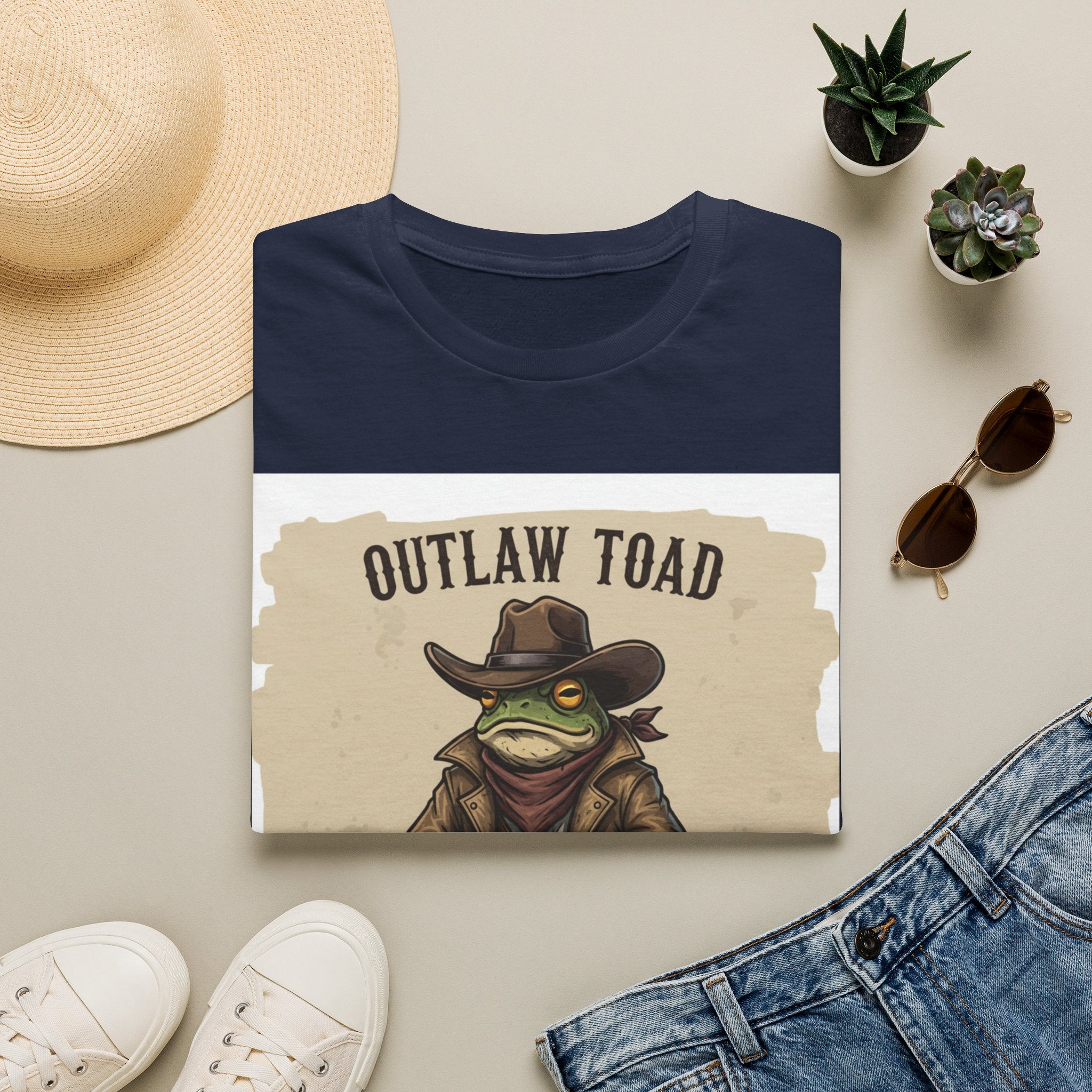 Outlaw Toad Cowboy T-Shirt — Funny Western Toad Graphic Tee (Great Gift for Frog Lovers)