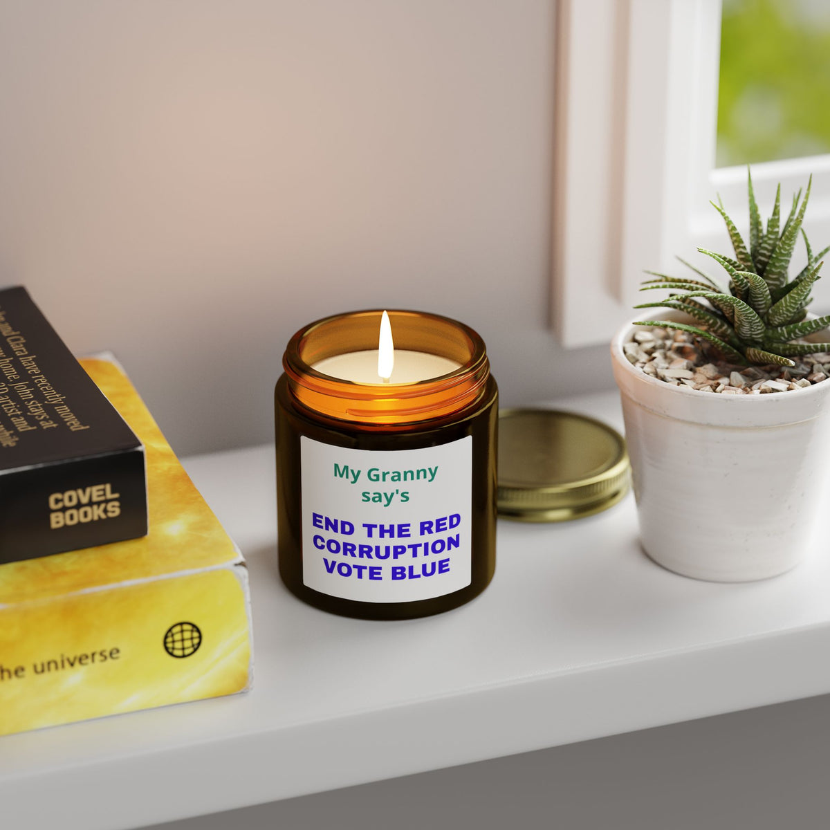 My Grandma Says End the Red Corruption Vote Blue Political Scented Candle