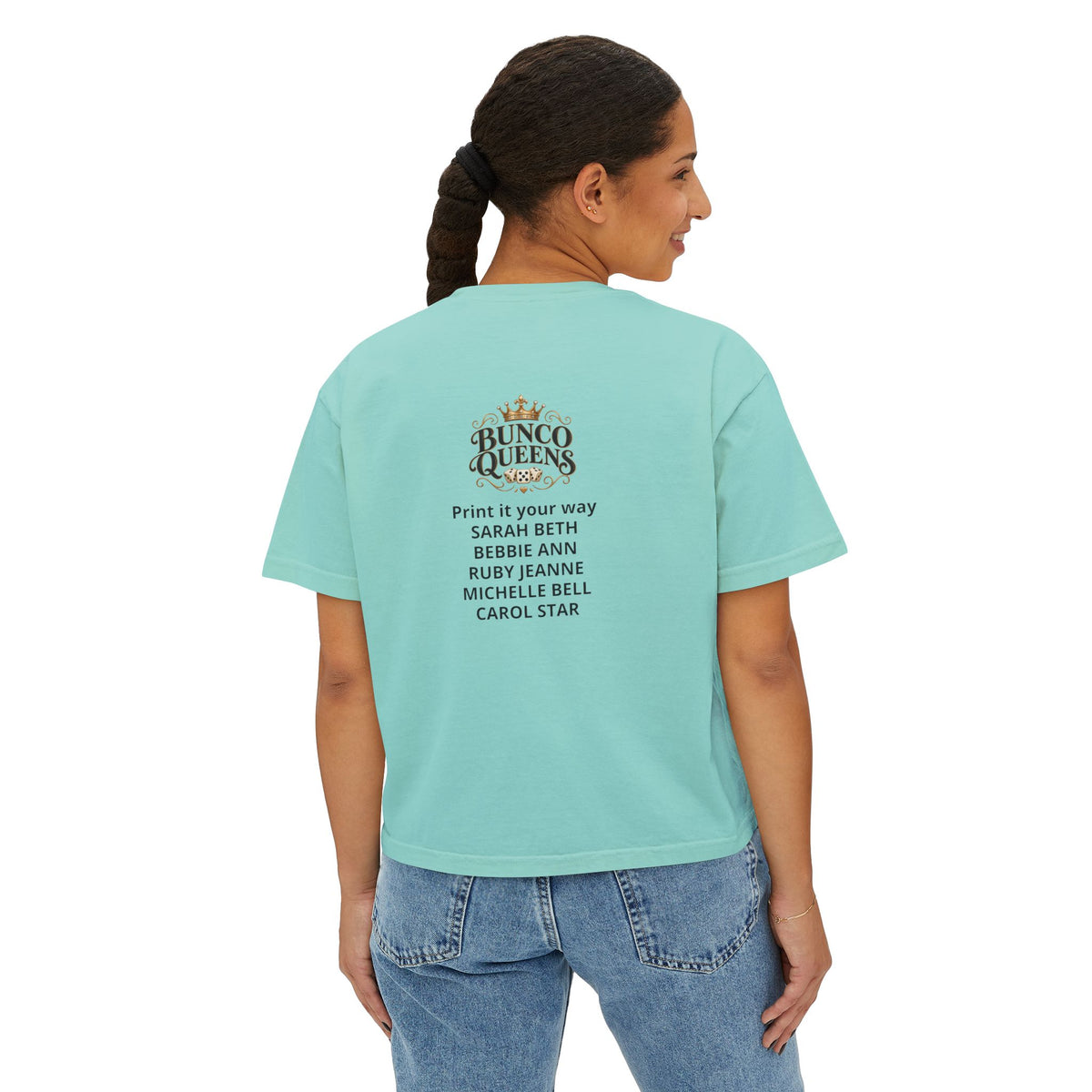 Ma’s Bunco Players Club Women’s Boxy Tee – Bunco Queen Game Night Shirt for Mom, Grandma & Sister