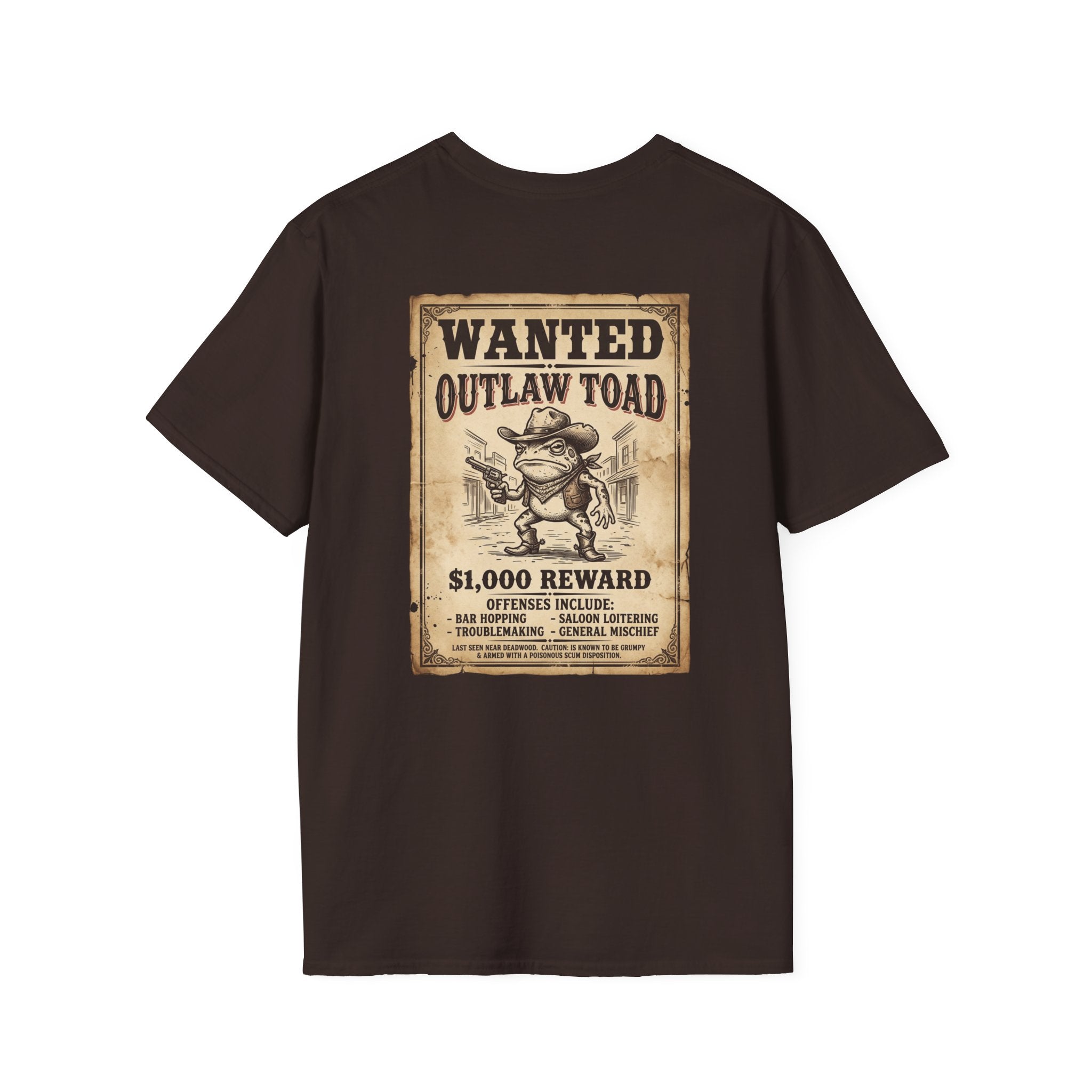 Outlaw Toad Cowboy T-Shirt — Funny Western Toad Graphic Tee (Great Gift for Frog Lovers)
