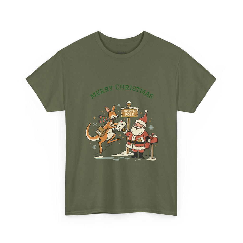 Festive Santa & Reindeer Tee — "Merry Christmas / Merry Festivals" Holiday Shirt with Cute Axolotl