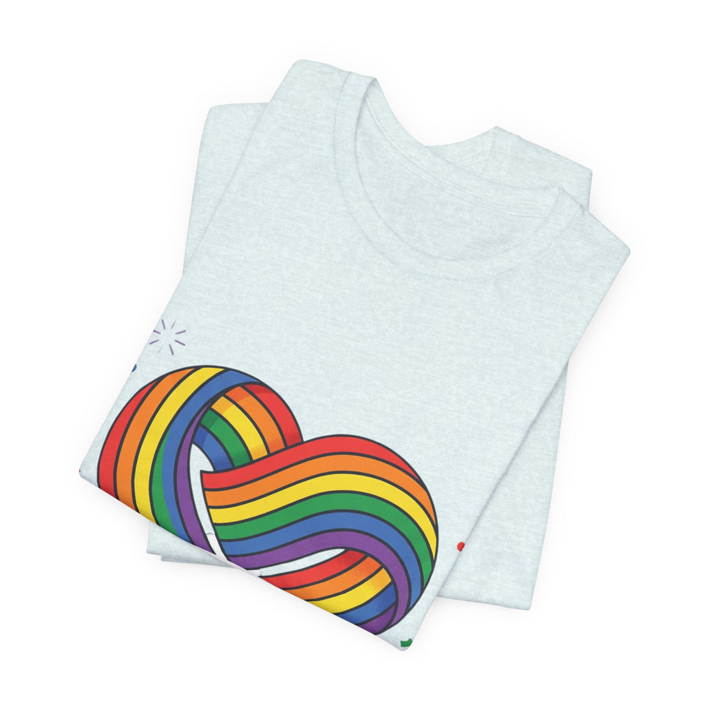 Pride Week Rainbow Heart Tee — "Progress Over Perfection" Back Print