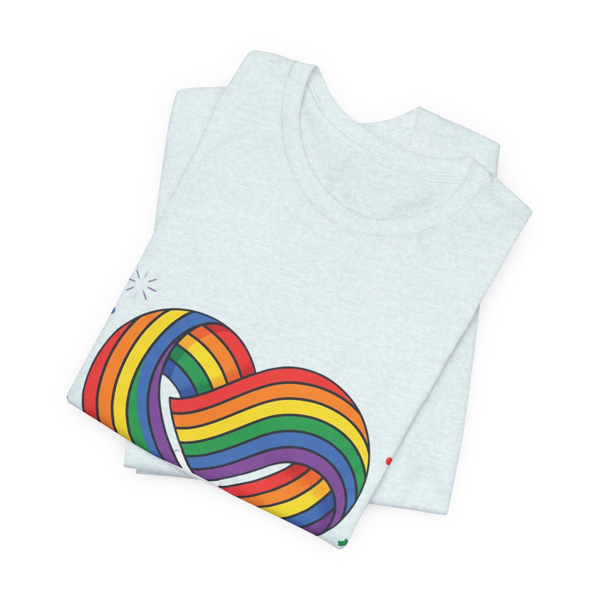 Pride Week Rainbow Heart Tee — "Progress Over Perfection" Back Print